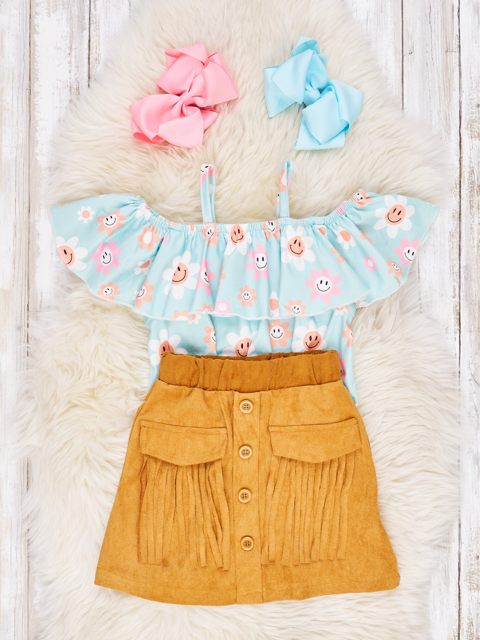 Ruffle Off - The - Shoulder Skirt Outfit - Marie Nicole Clothing