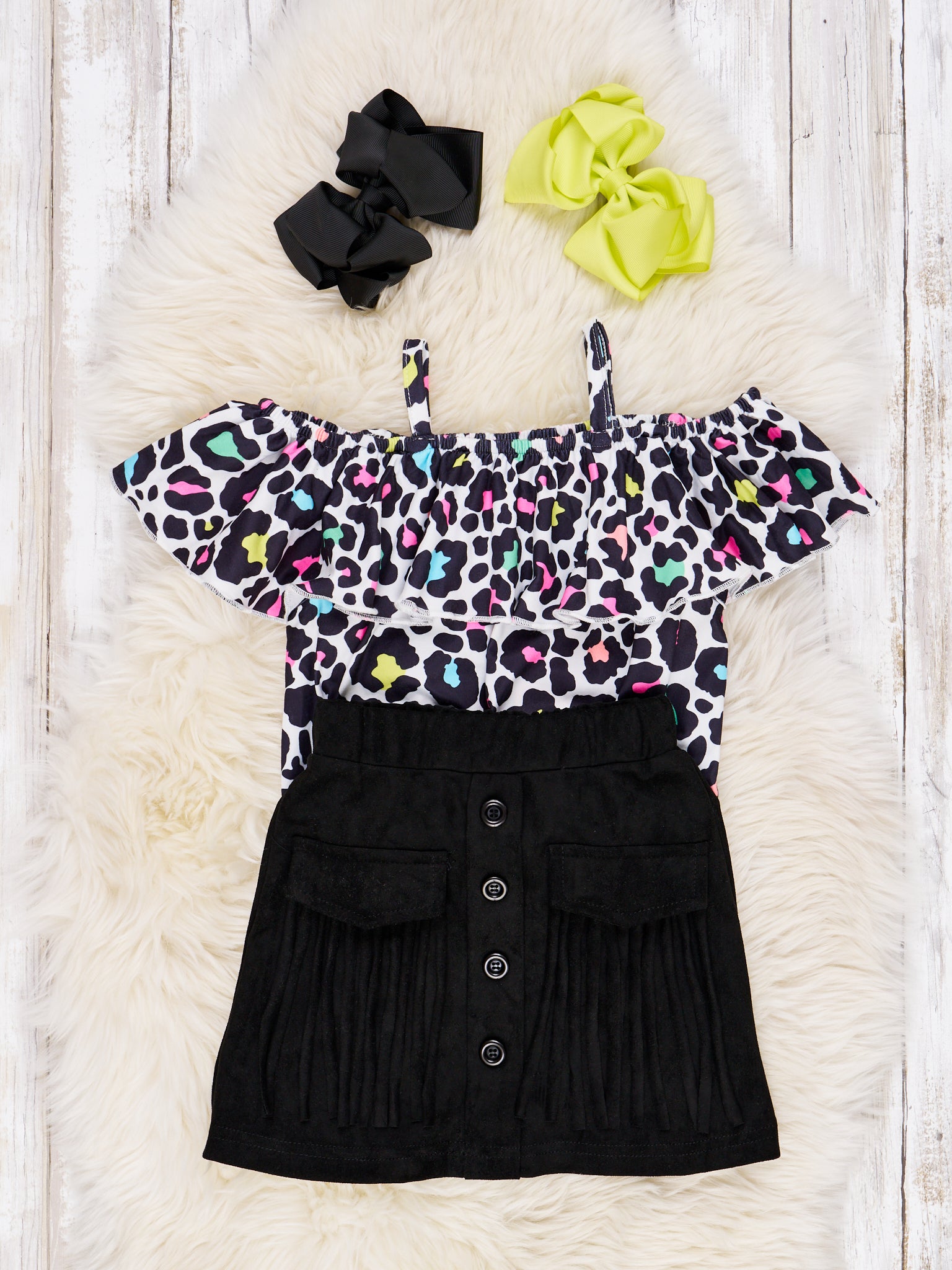 Ruffle Off - The - Shoulder Skirt Outfit - Marie Nicole Clothing