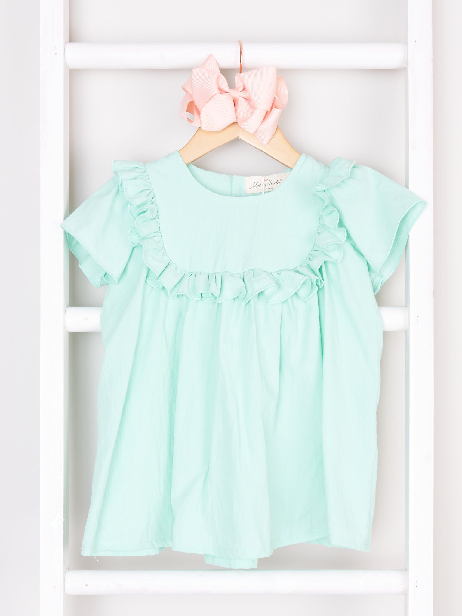 Mom & Me Mint Fluted Ruffle Dress - Marie Nicole Clothing