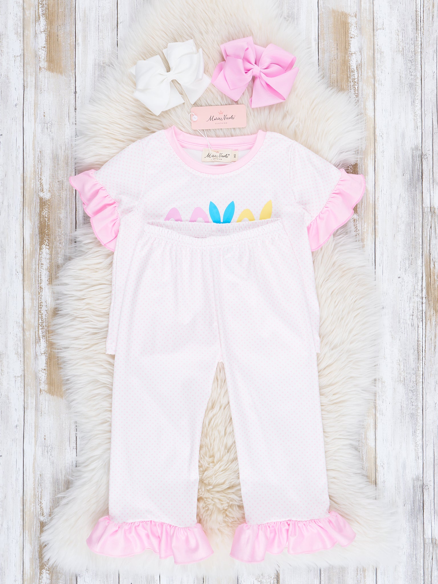 Pink Cottontail Ruffle Pajamas - Marie Nicole Clothing