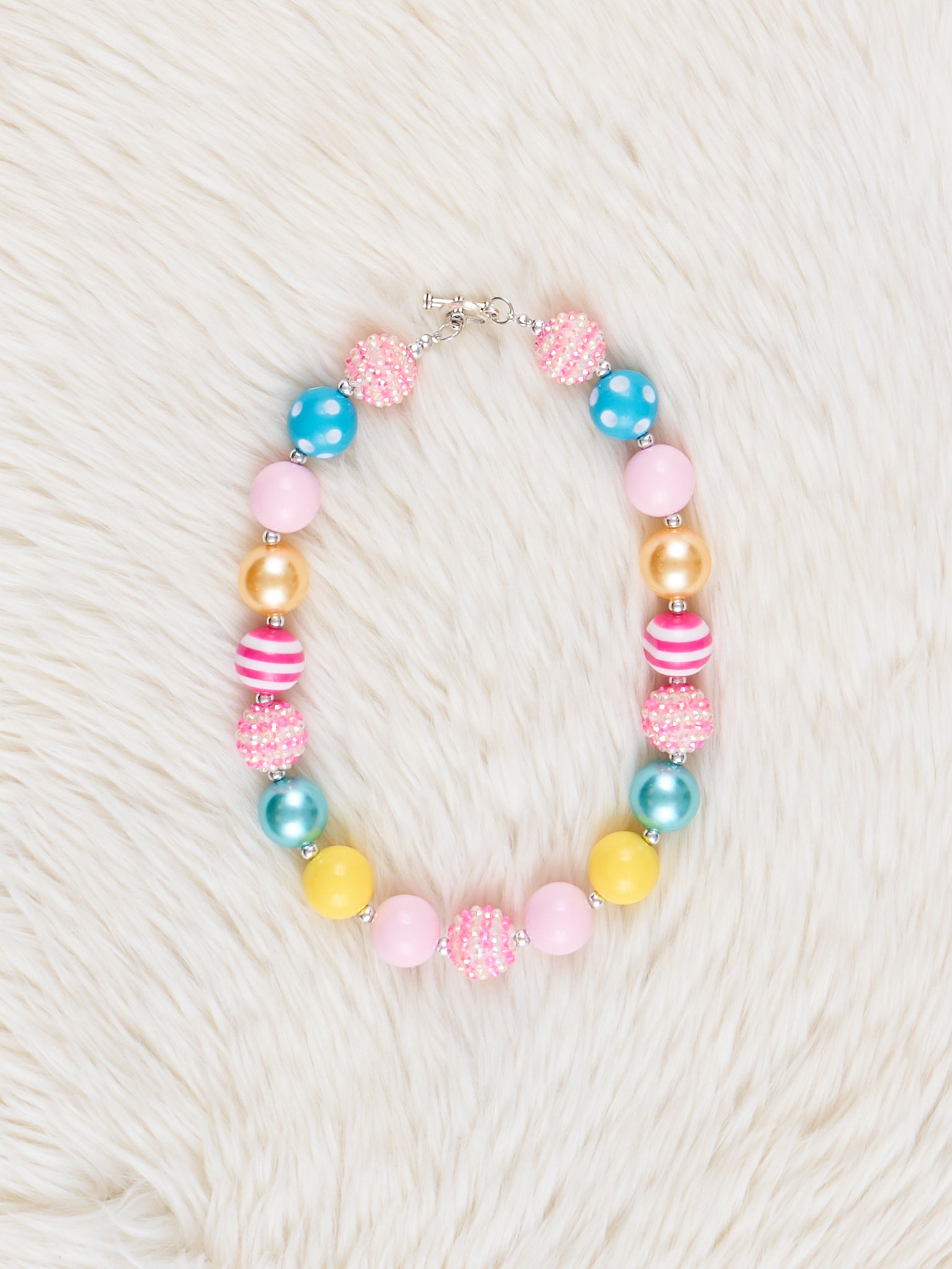 Pink Sparkle Stripes Bubblegum Necklace - Marie Nicole Clothing