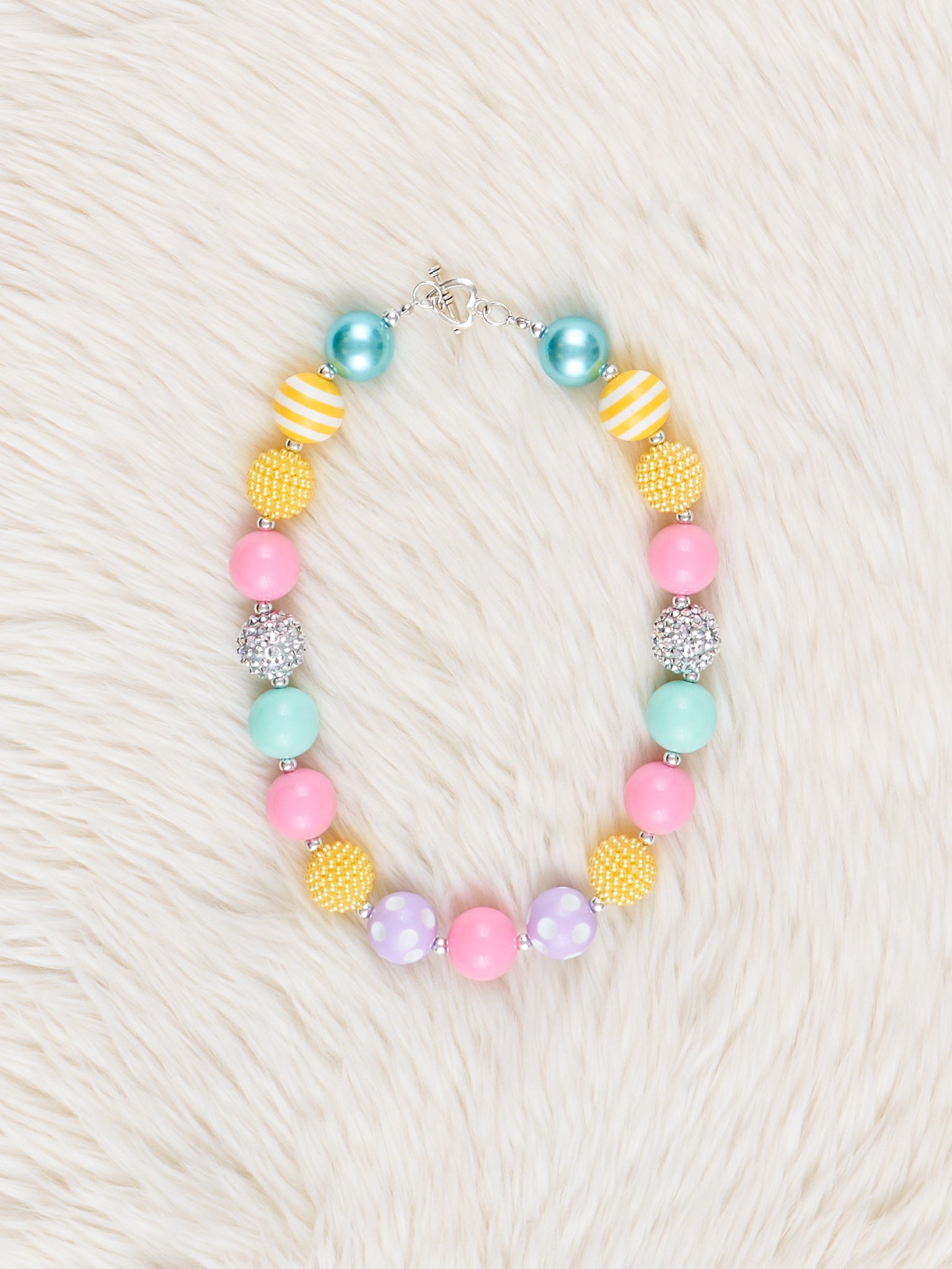Yellow & Blue Sparkle Bubblegum Necklace - Marie Nicole Clothing