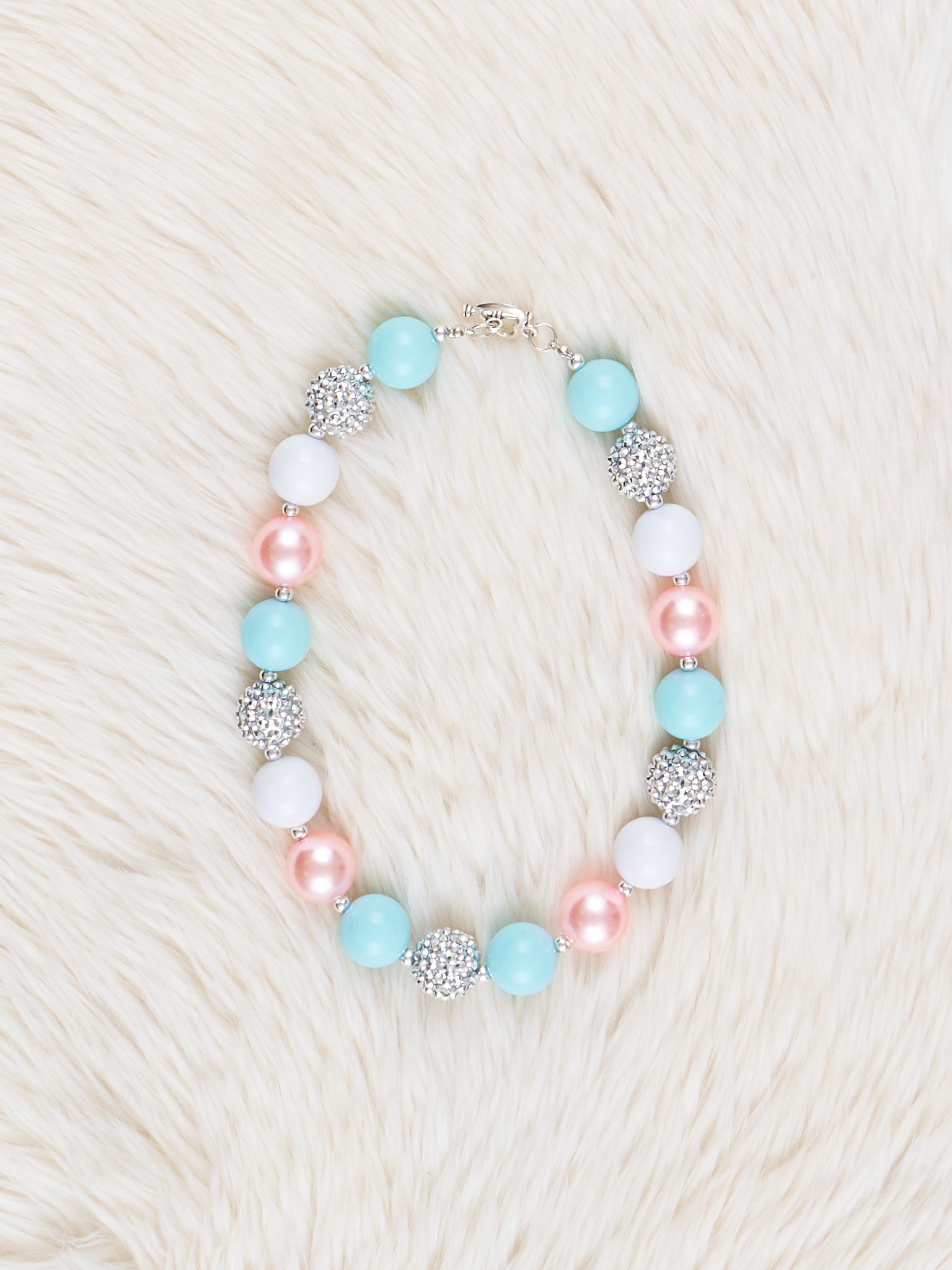 Blue & Pink Pearl Bubblegum Necklace - Marie Nicole Clothing
