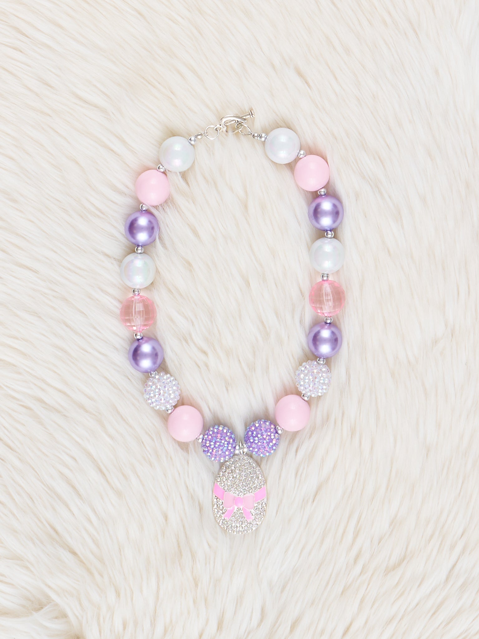 Purple & Pink Sparkle Bubblegum Charm Necklace - Marie Nicole Clothing