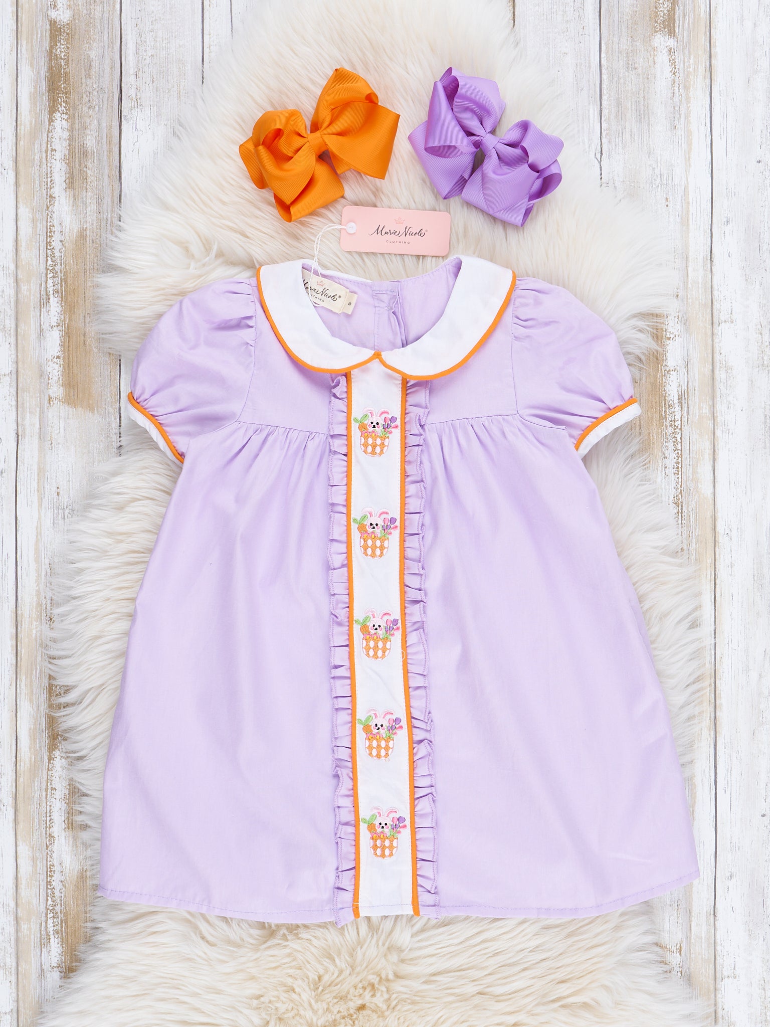 Lavender Embroidered Easter Fun Dress - Marie Nicole Clothing