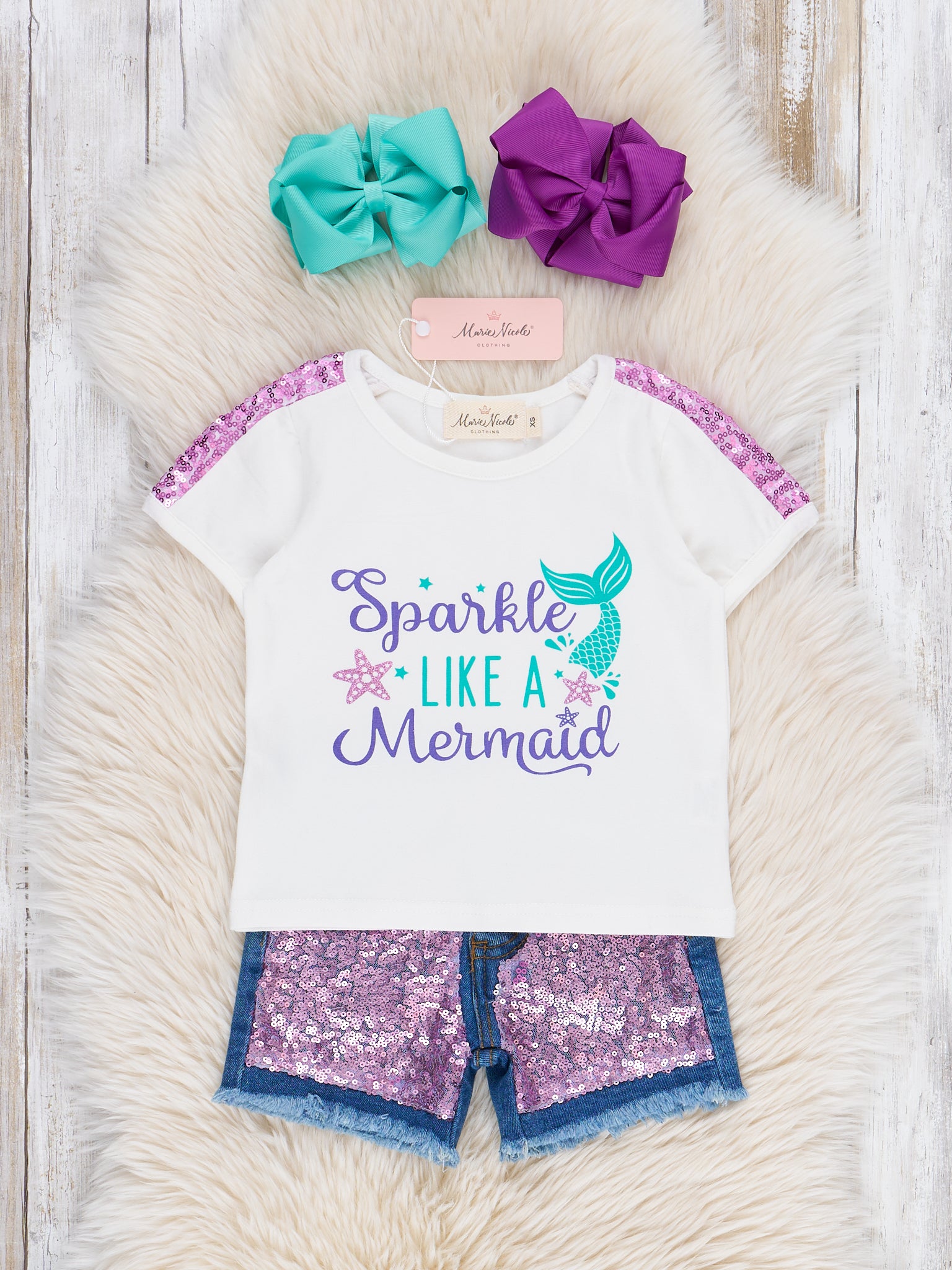 Mermaid Sparkle Denim Outfit - Marie Nicole Clothing
