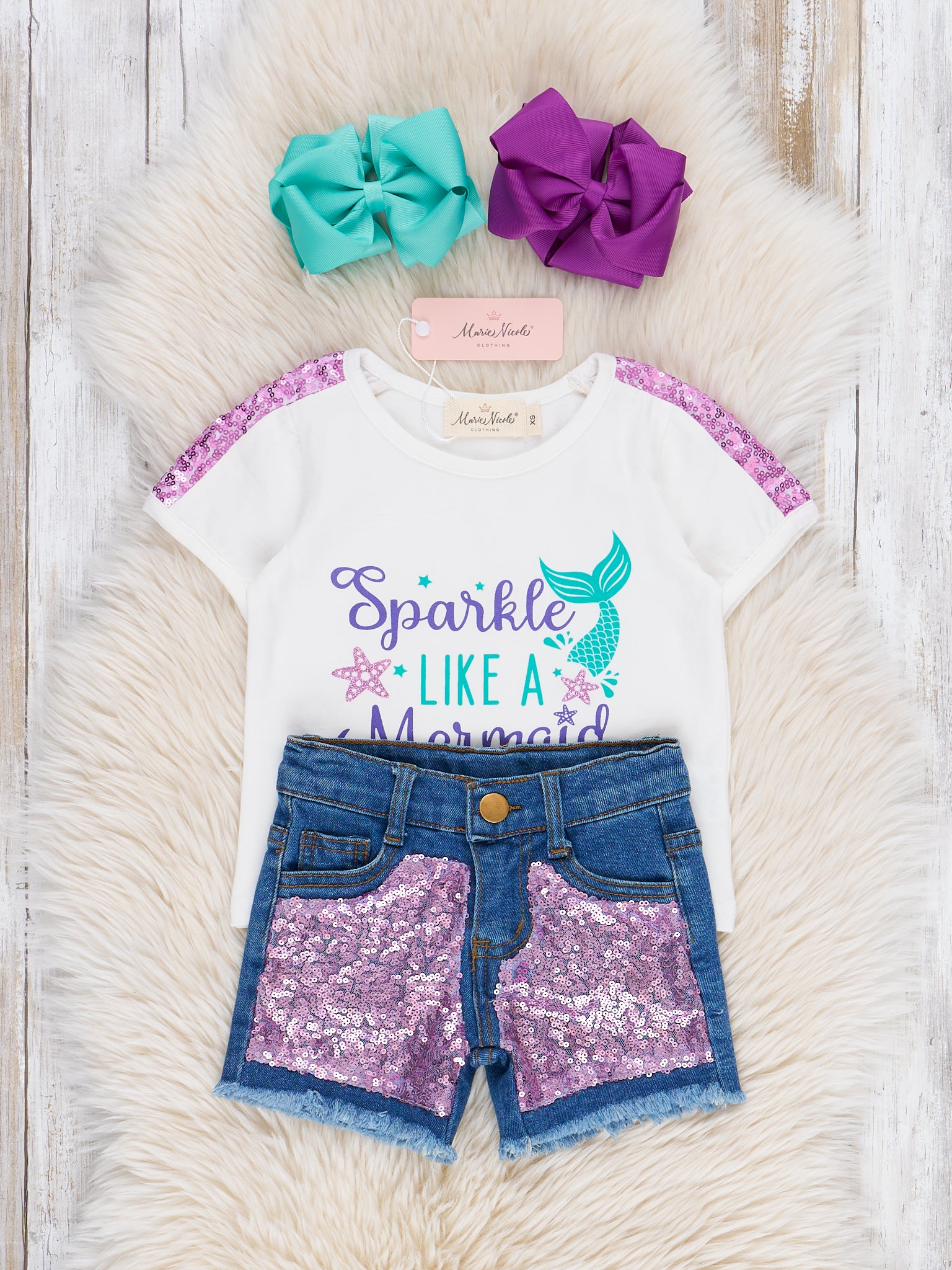 Mermaid Sparkle Denim Outfit - Marie Nicole Clothing
