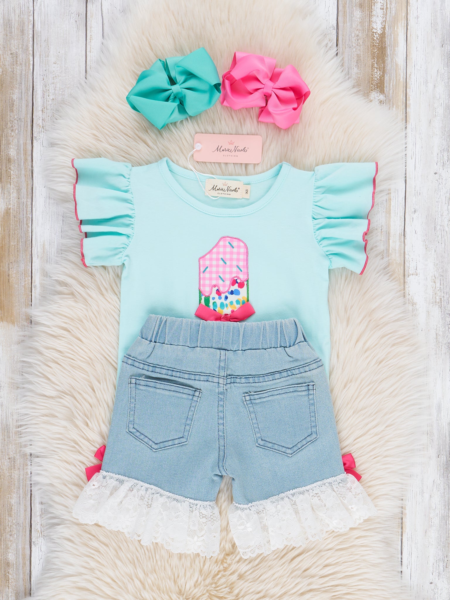 Cowgirl Popsicle Ruffle Denim Outfit - Marie Nicole Clothing