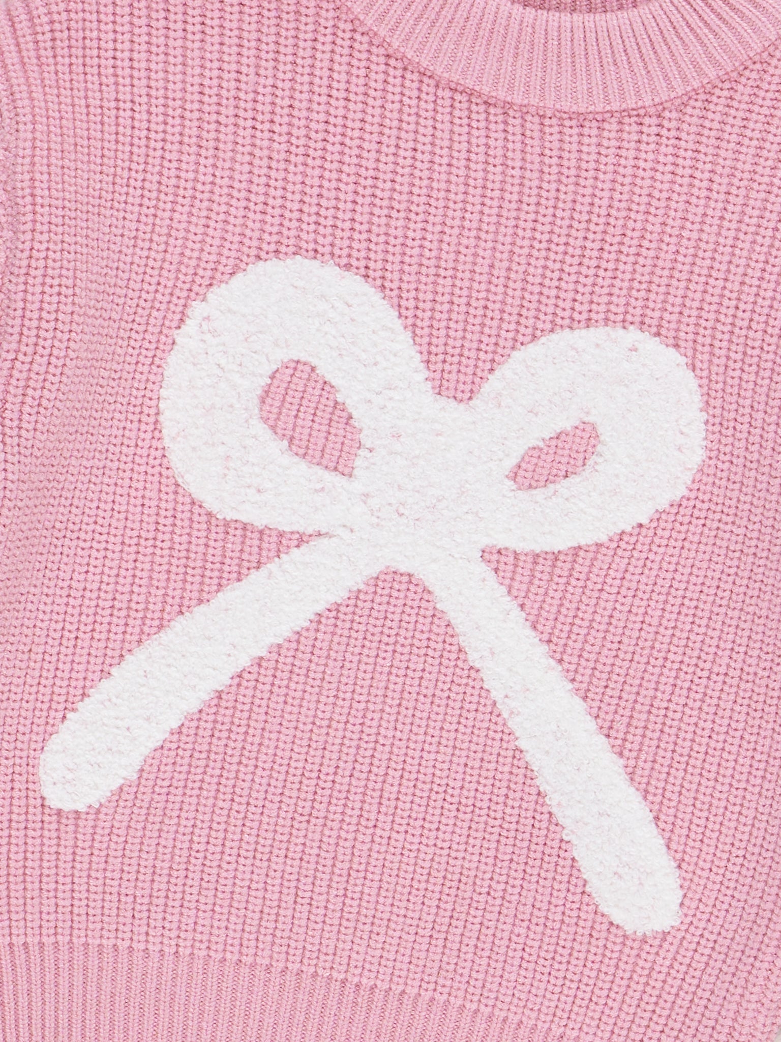 Pink Knit Bow Sweater - Marie Nicole Clothing