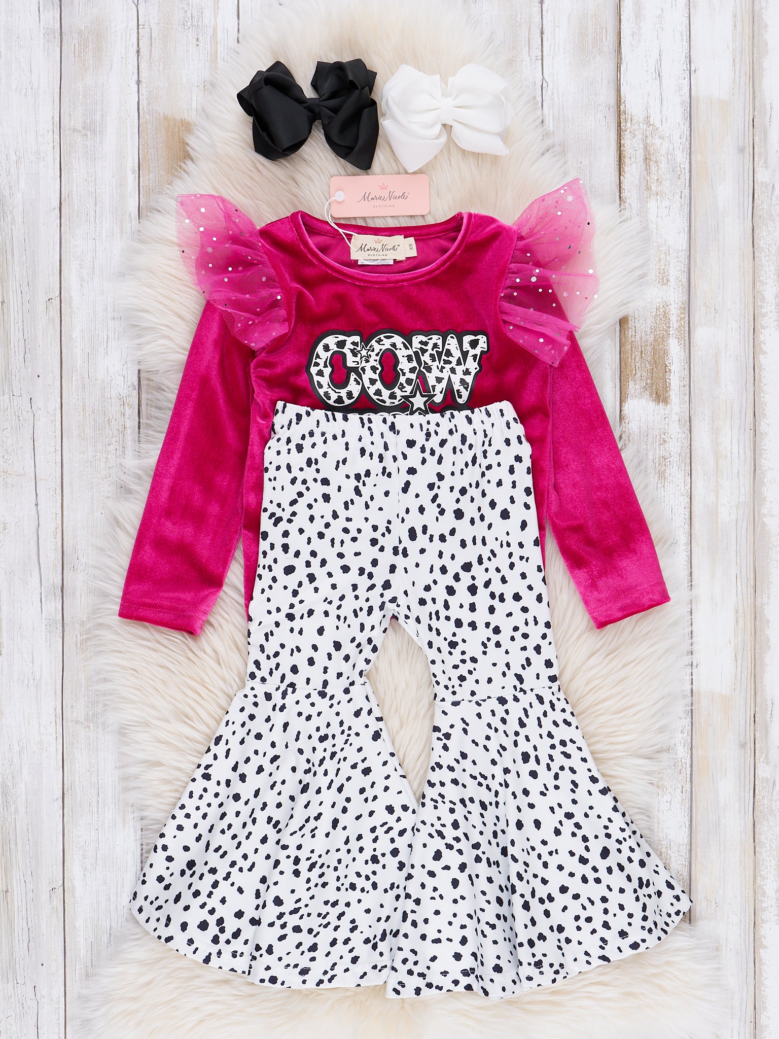 Maroon Cow Girl Velvet Bell Bottom Outfit - Marie Nicole Clothing