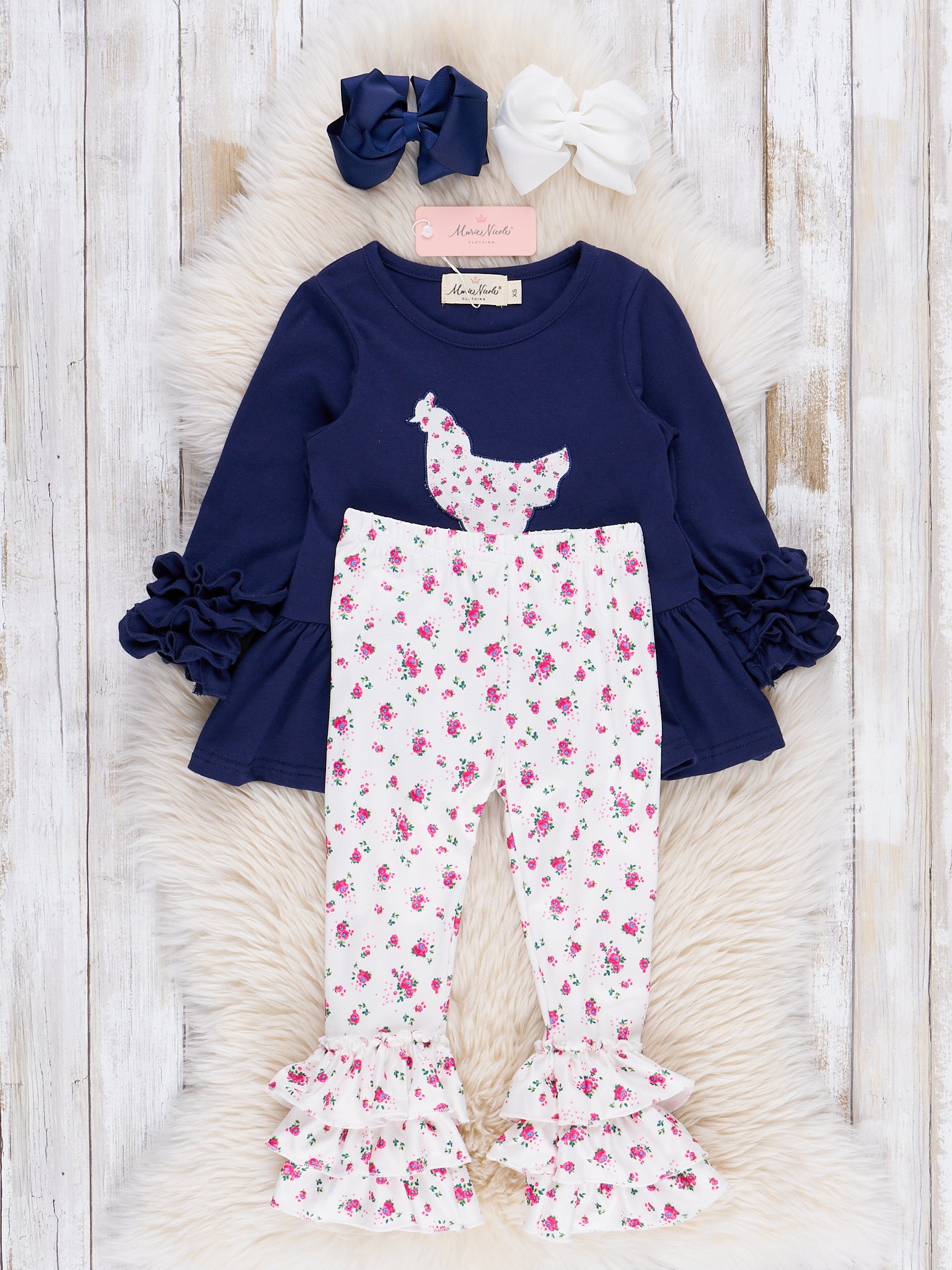 Vintage Floral Chicken Ruffle Outfit - Marie Nicole Clothing