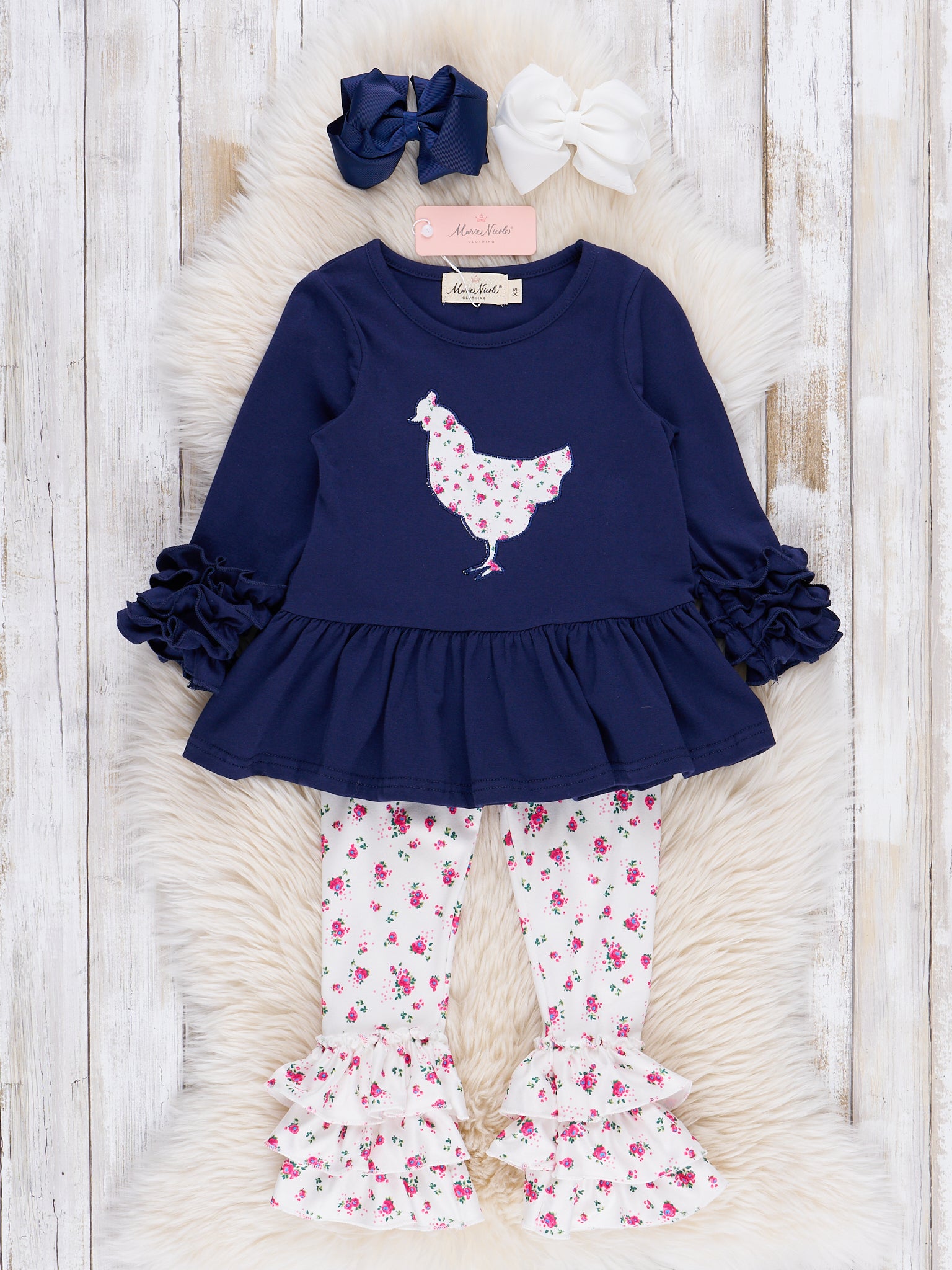 Vintage Floral Chicken Ruffle Outfit - Marie Nicole Clothing