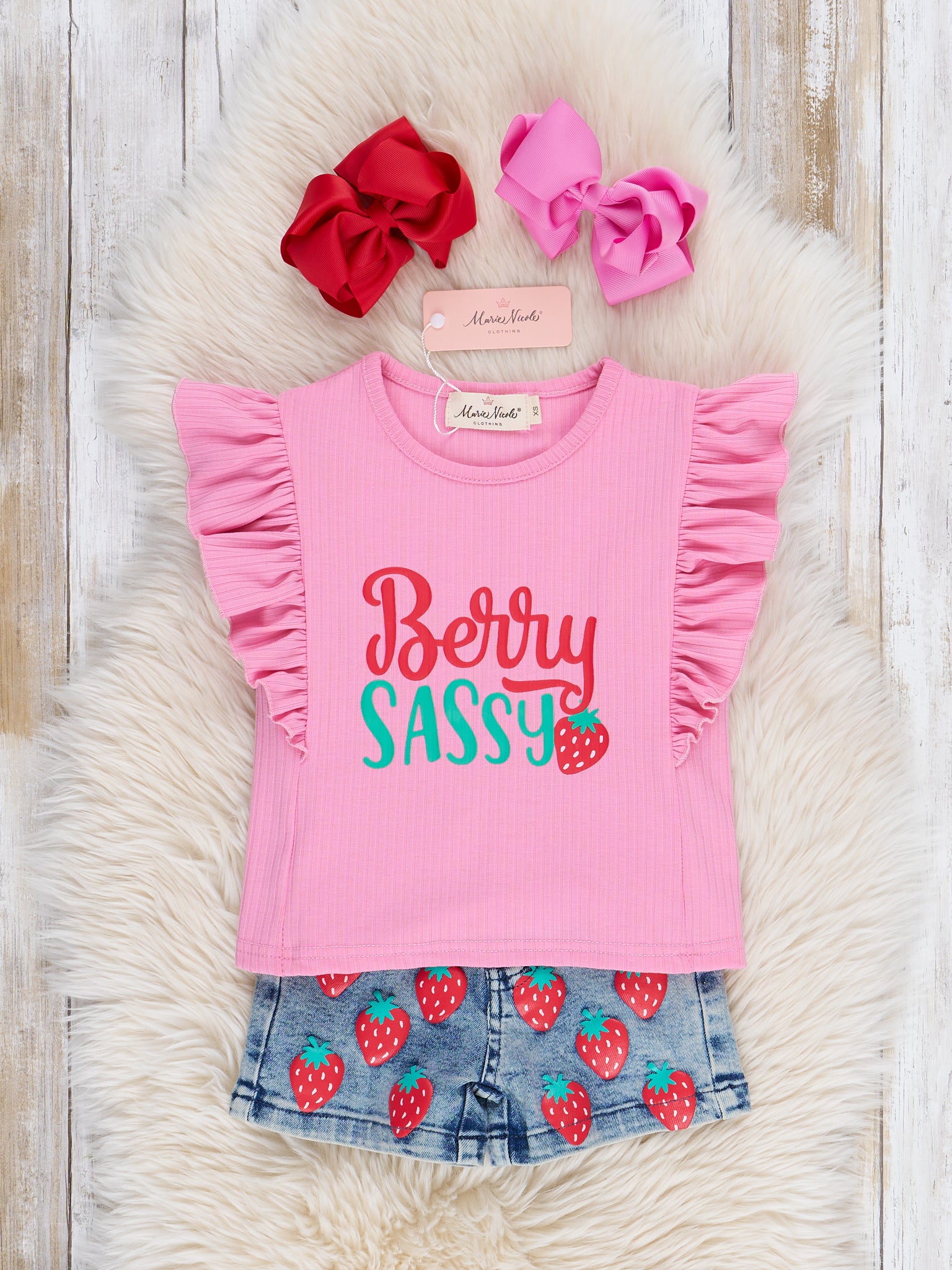 Berry Sassy Denim Outfit - Marie Nicole Clothing