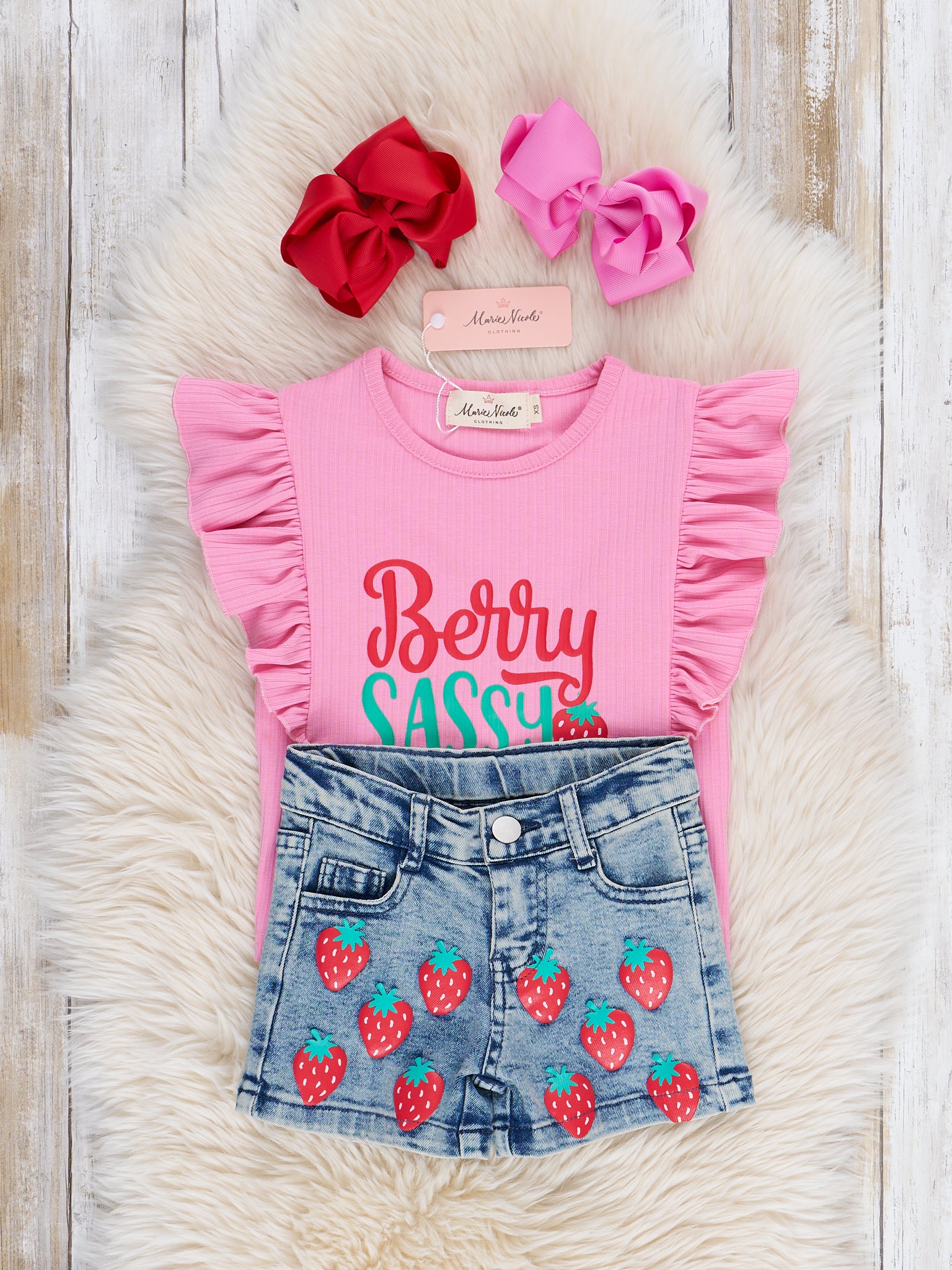 Berry Sassy Denim Outfit - Marie Nicole Clothing