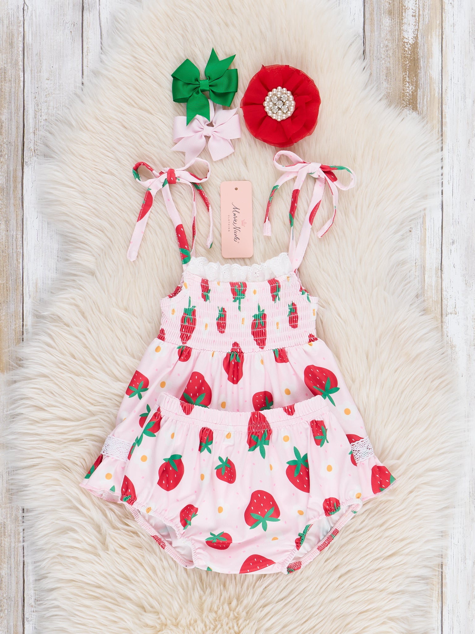 Strawberry Festival Tie Bloomers Outfit - Marie Nicole Clothing