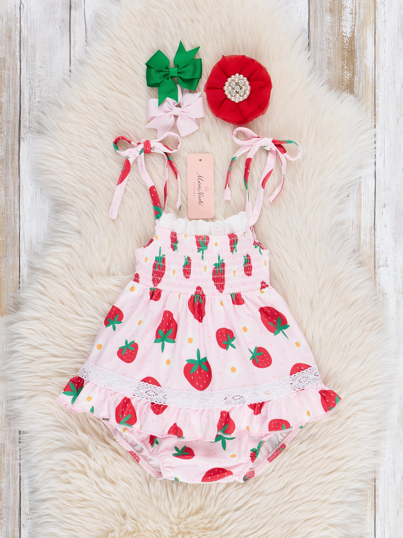 Strawberry Festival Tie Bloomers Outfit - Marie Nicole Clothing