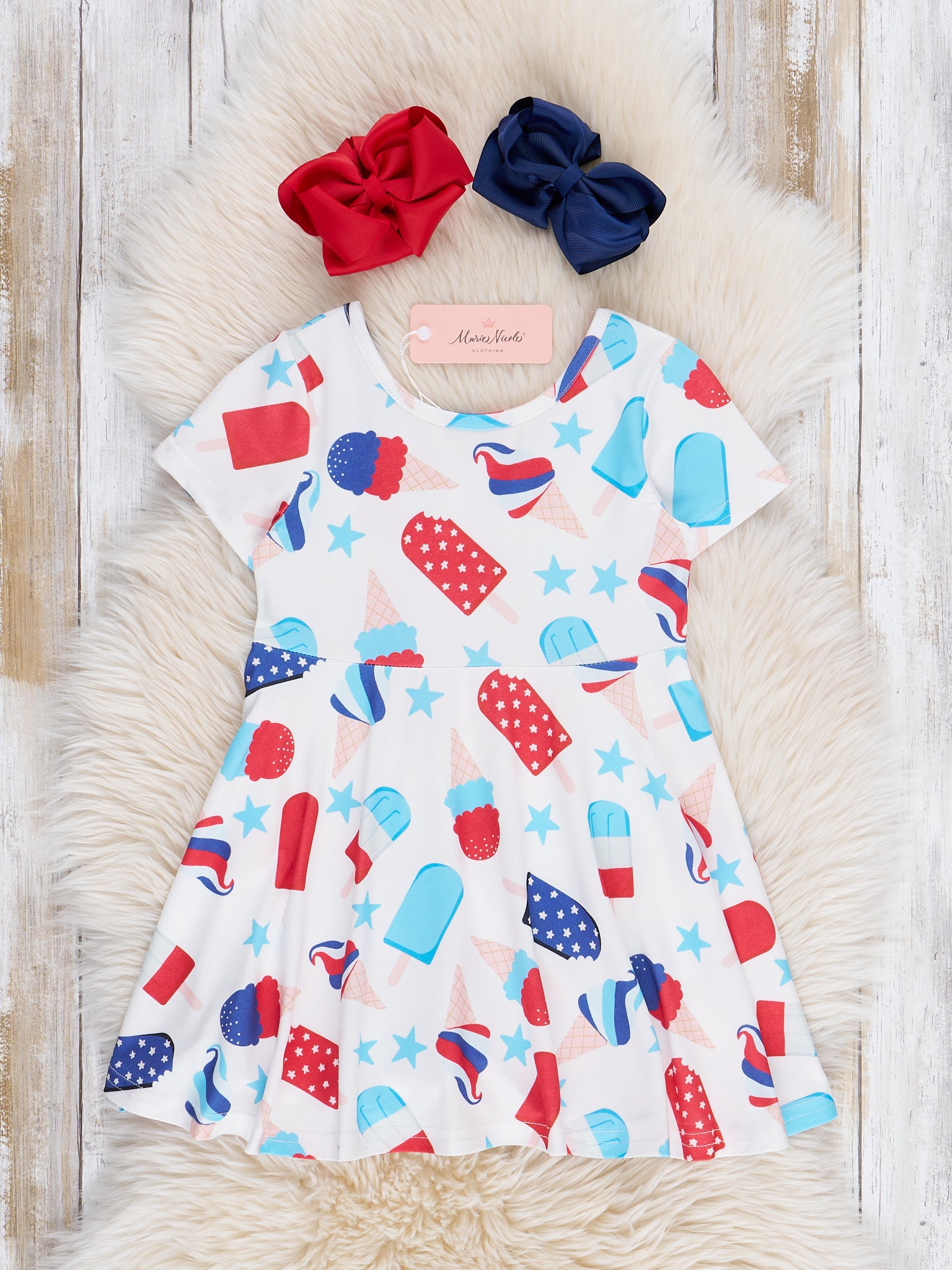 Red, White, & Blue Popsicle Swing Dress - Marie Nicole Clothing