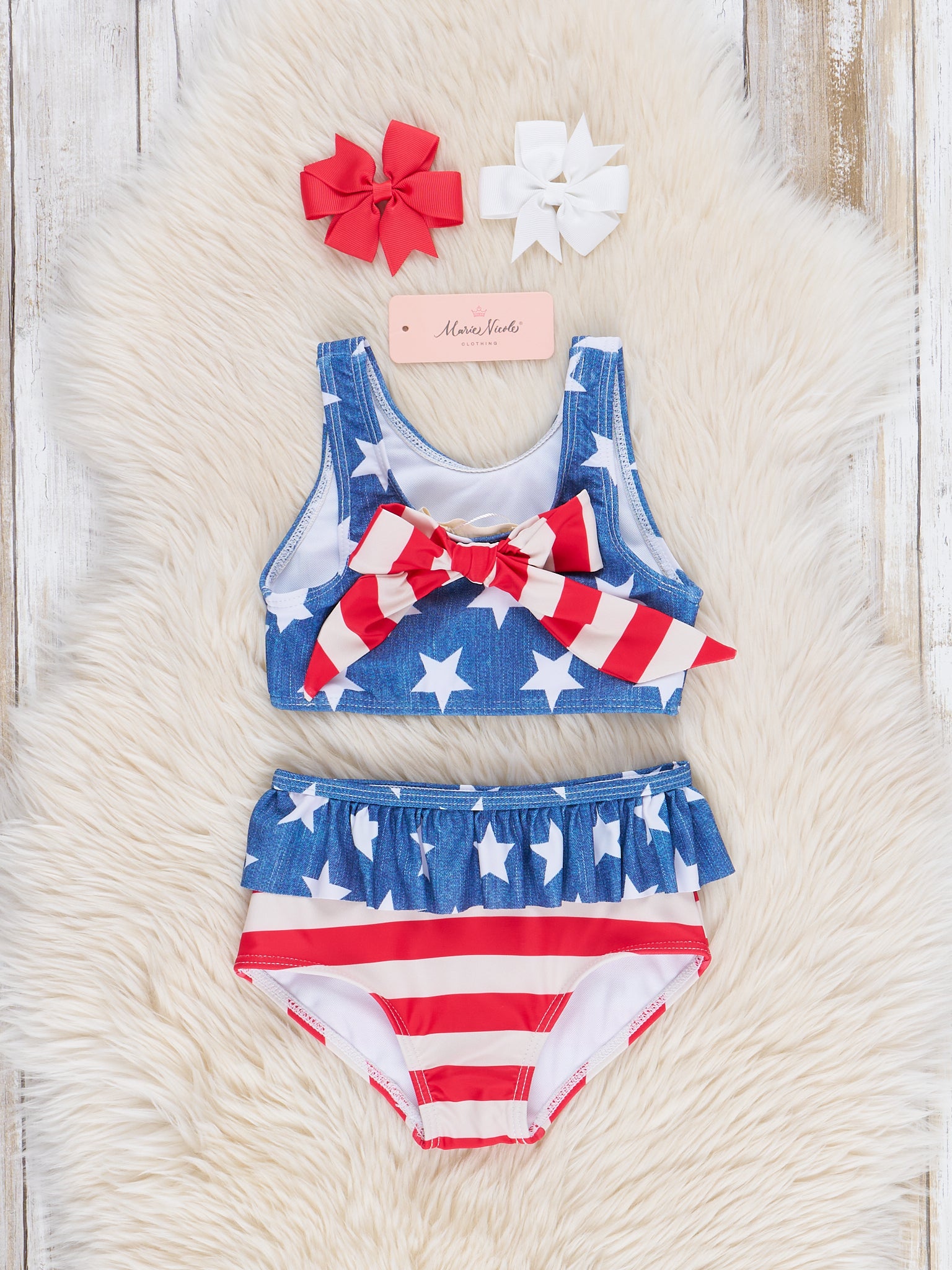 Stars & Stripes Ruffle Swimsuit - Marie Nicole Clothing
