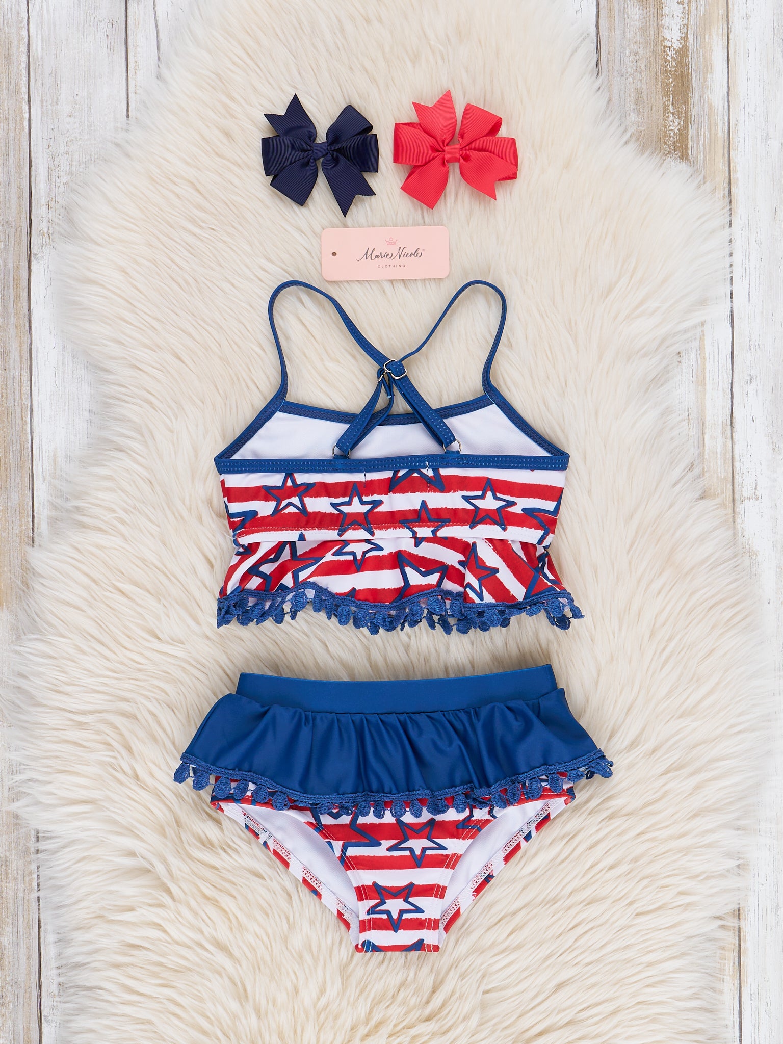 Star Spangled Peplum Swimsuit - Marie Nicole Clothing