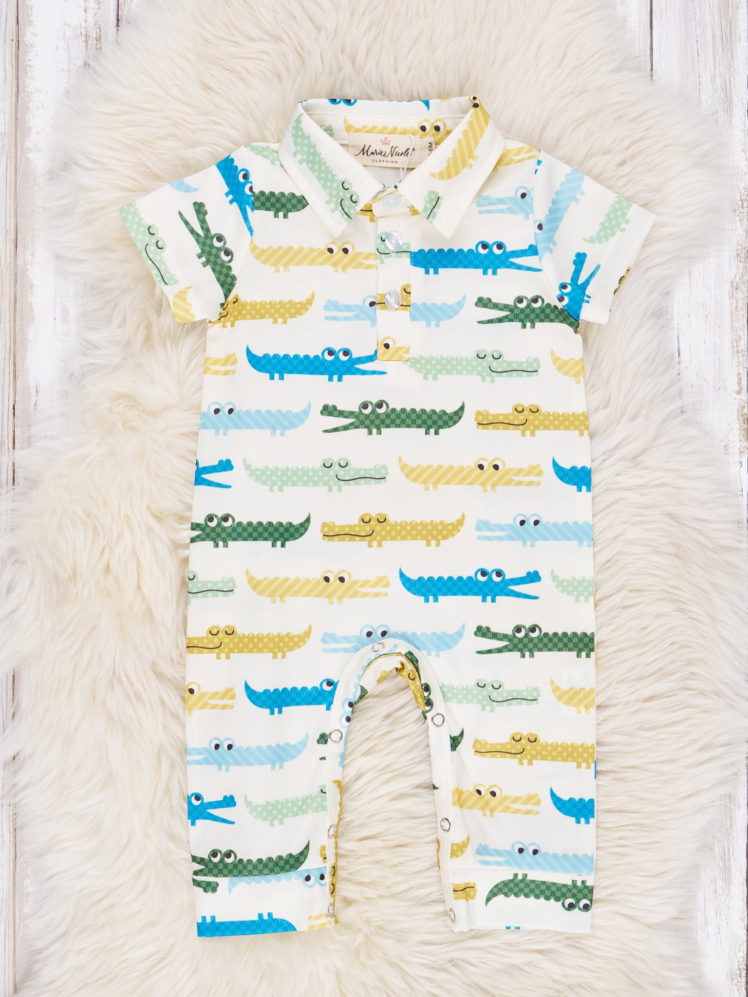 Crocodile Polo Romper - Marie Nicole Clothing