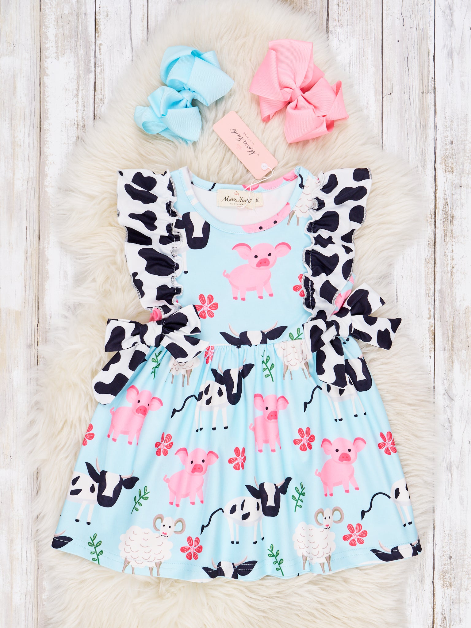 Farm Animal Ruffle Dress - Marie Nicole Clothing