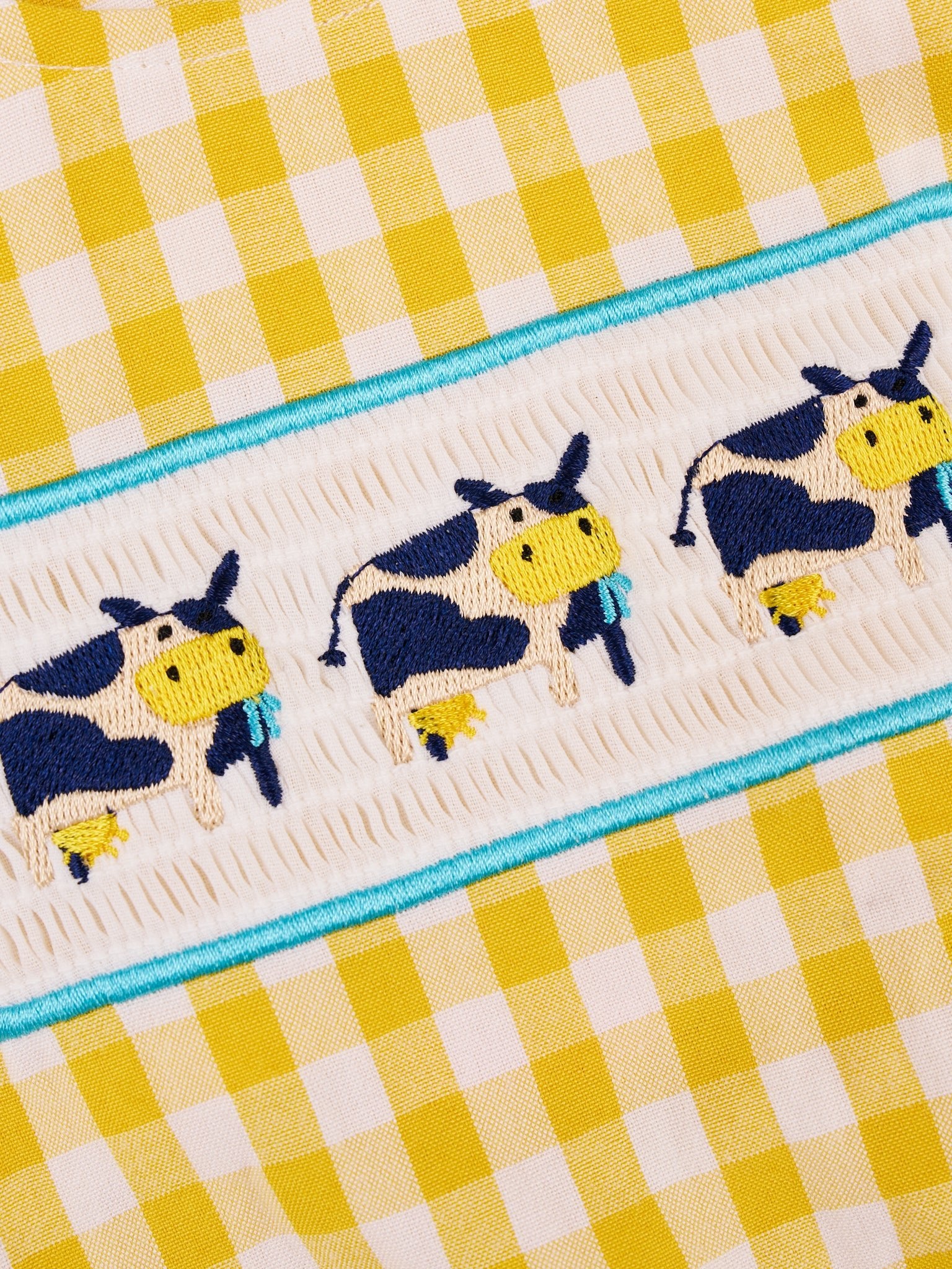 Smocked Happy Cow Romper - Marie Nicole Clothing