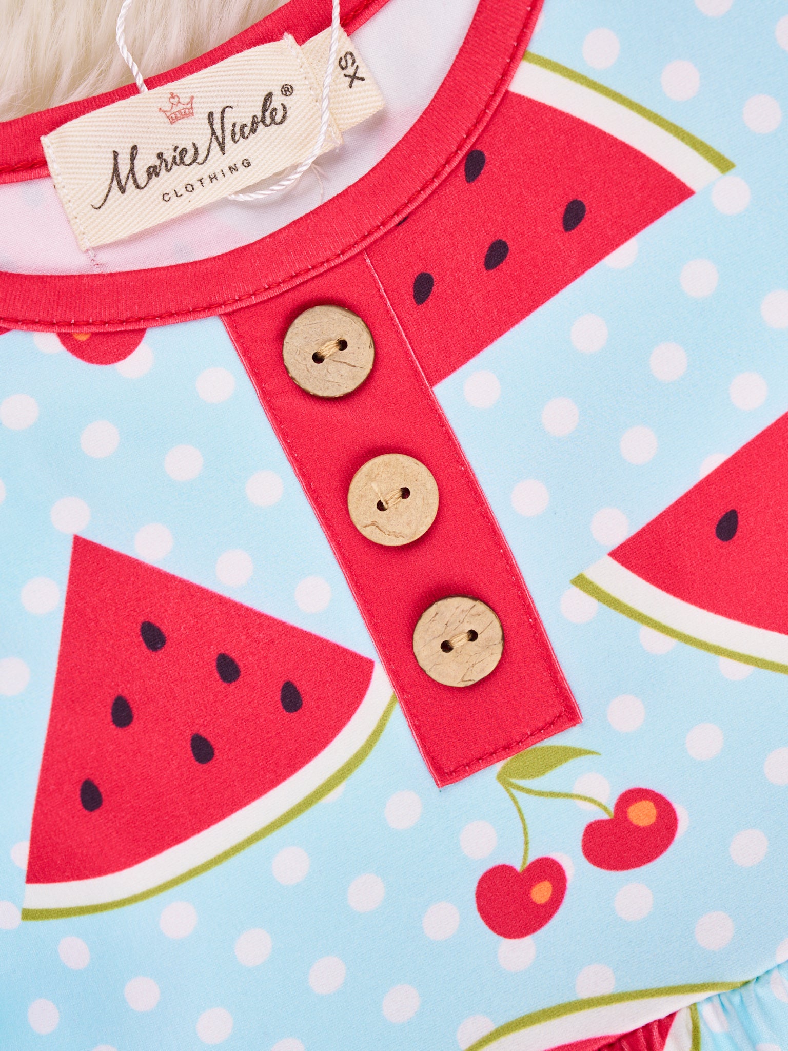 Polka Dot Watermelon Ruffle Dress - Marie Nicole Clothing