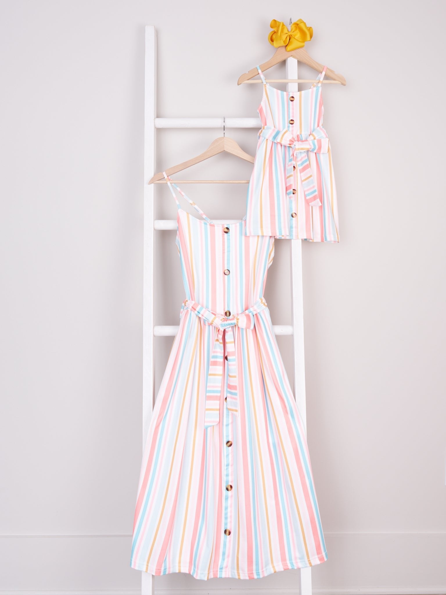 Mom & Me Coral Striped Tank Dress - Marie Nicole Clothing