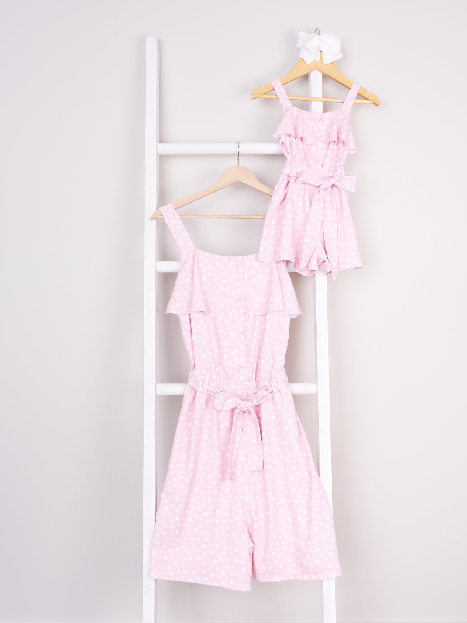 Mom & Me Pink Polka Dot Ruffle Romper - Marie Nicole Clothing