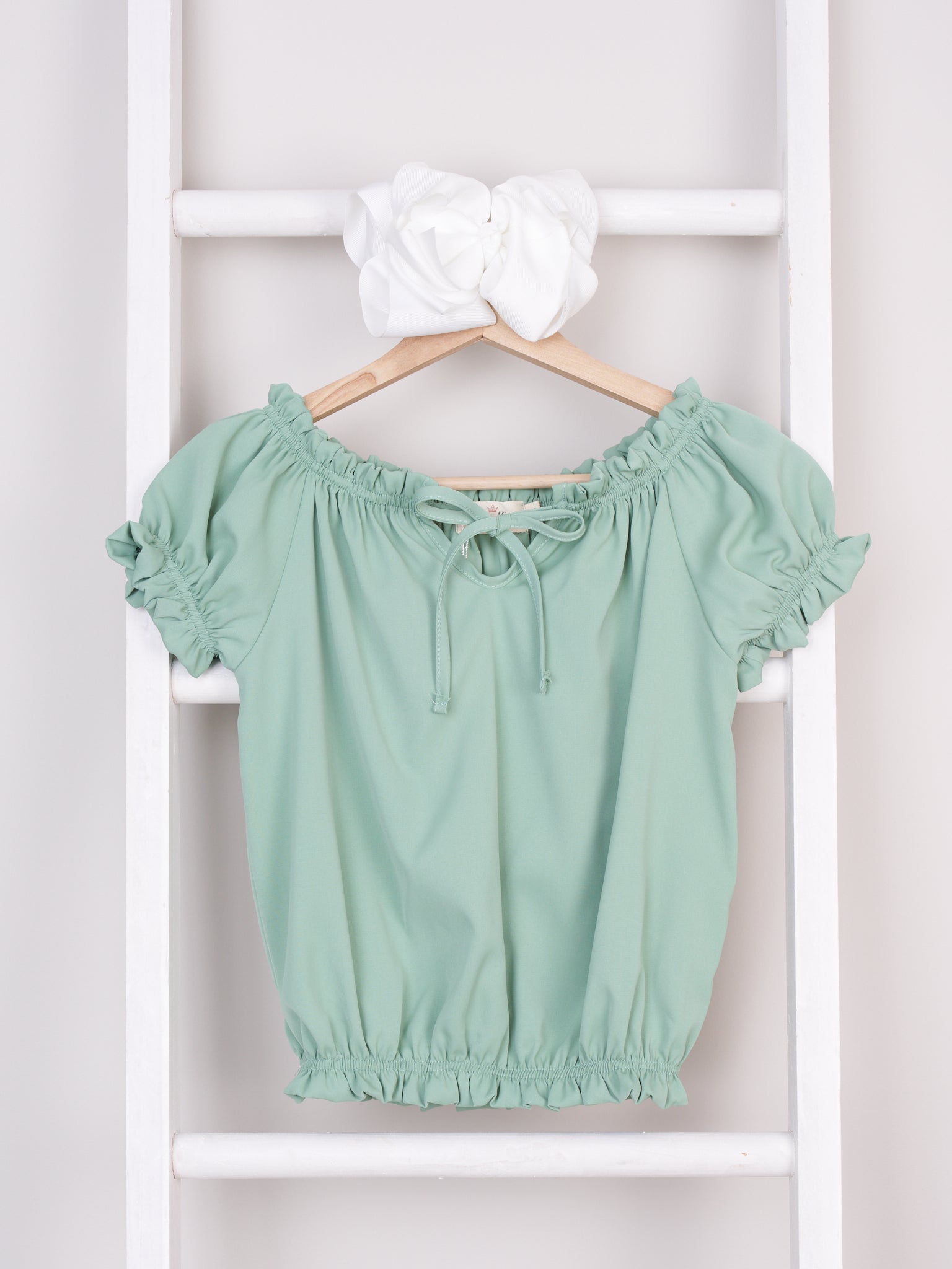 Pre - Teen Sage Ruffle Top - Marie Nicole Clothing