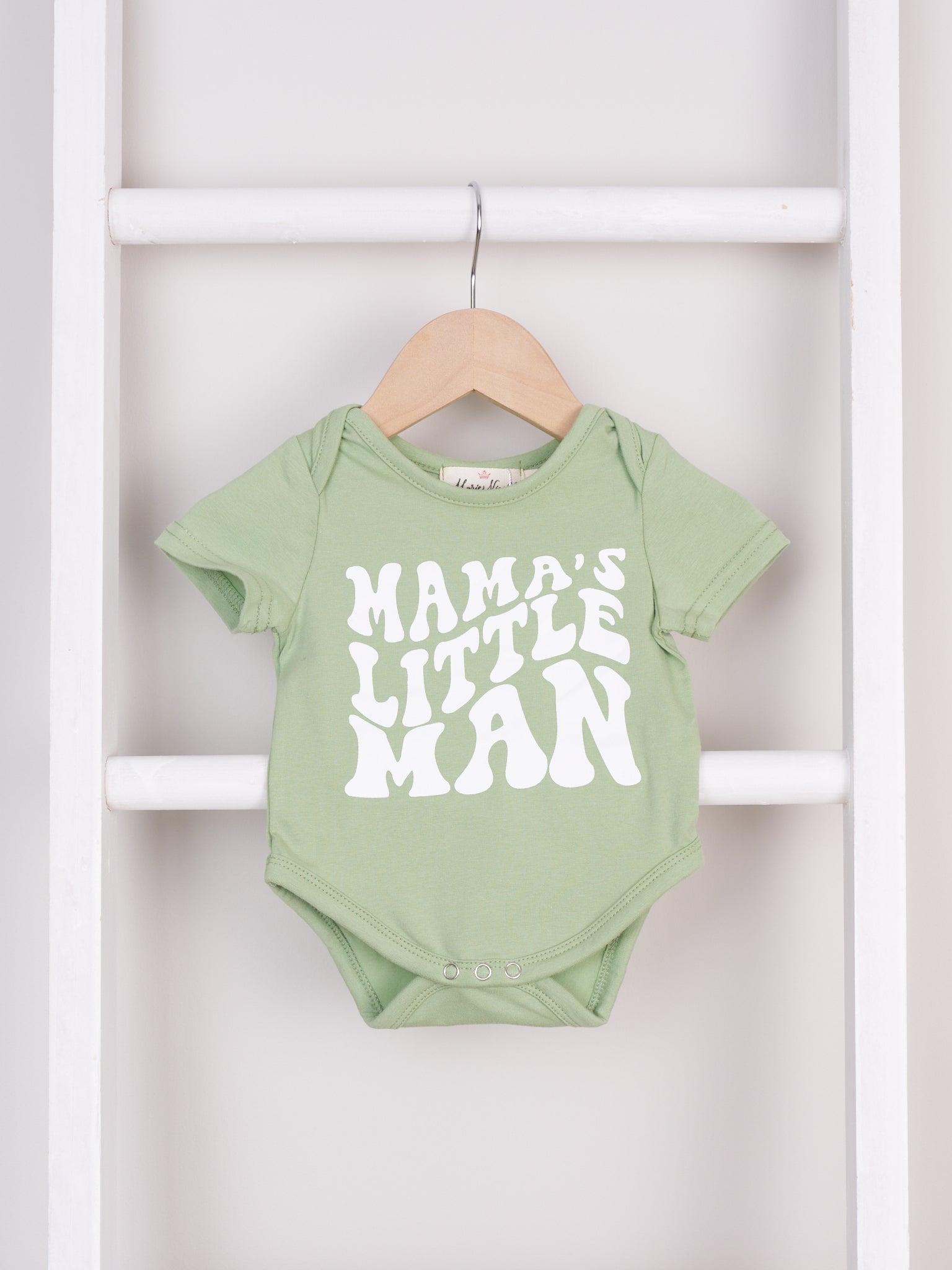 Mom & Me Green "Mama/ Little Man" Graphic Shirt & Romper - Marie Nicole Clothing