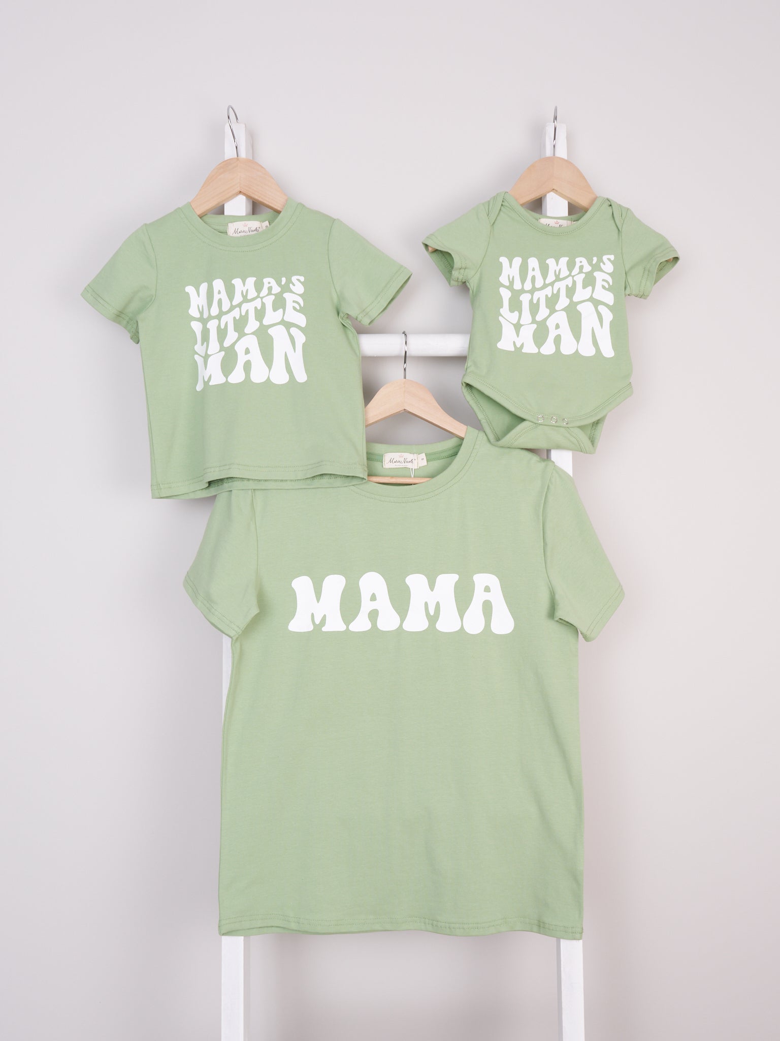 Mom & Me Green "Mama/ Little Man" Graphic Shirt & Romper - Marie Nicole Clothing