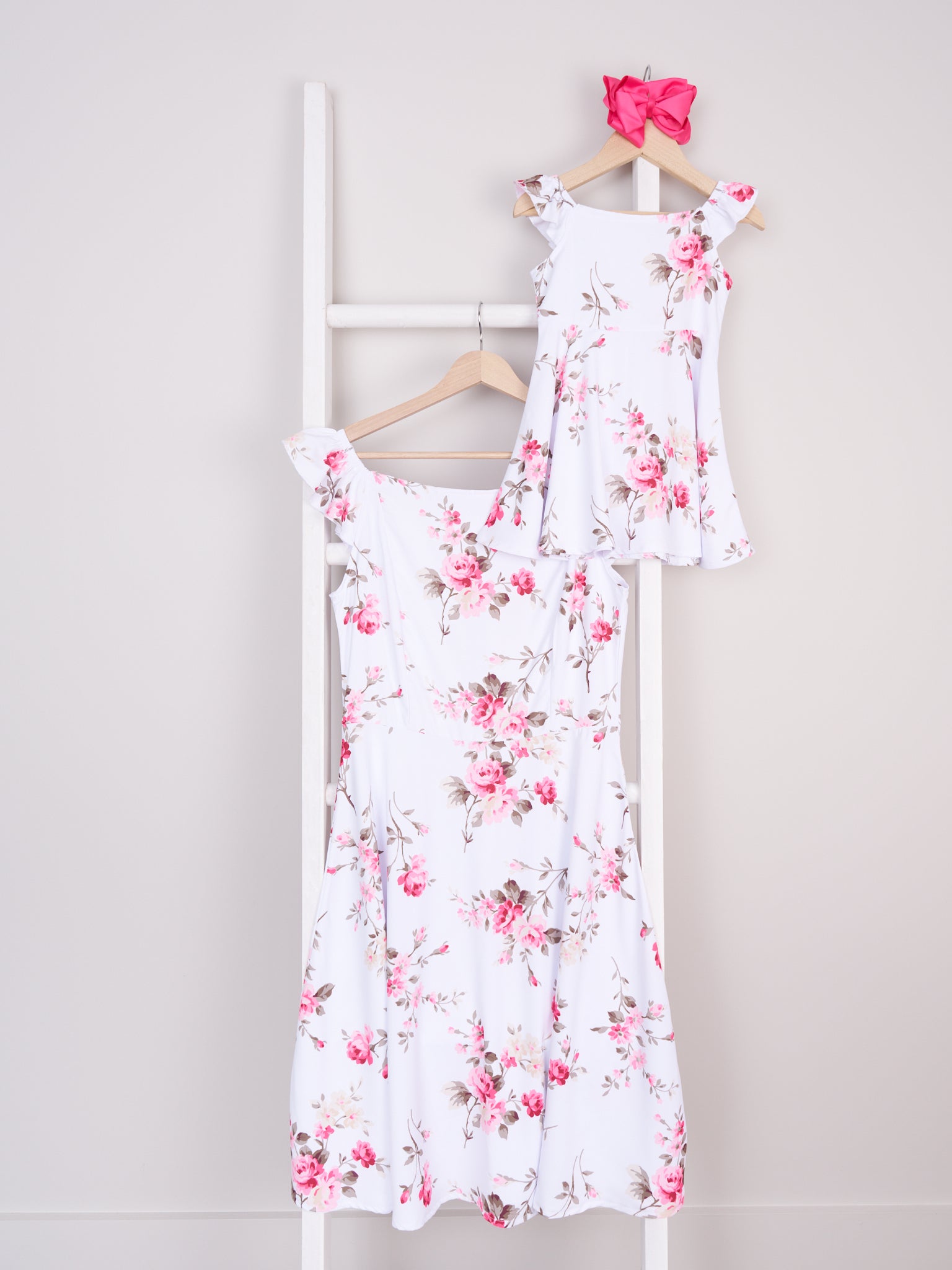 Mom & Me Bright Rose Ruffle Dress - Marie Nicole Clothing