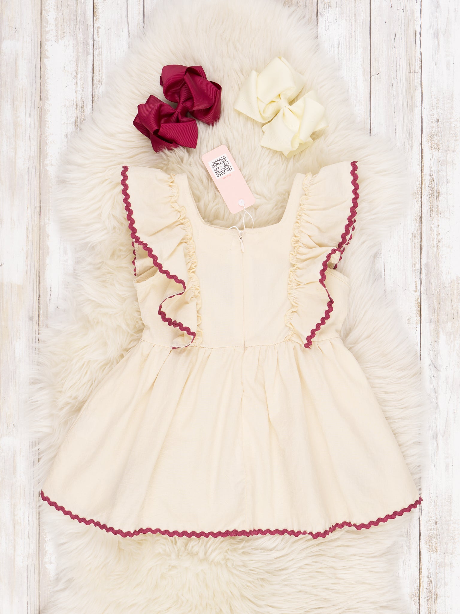 Cream Rose Ruffle Dress - Marie Nicole Clothing