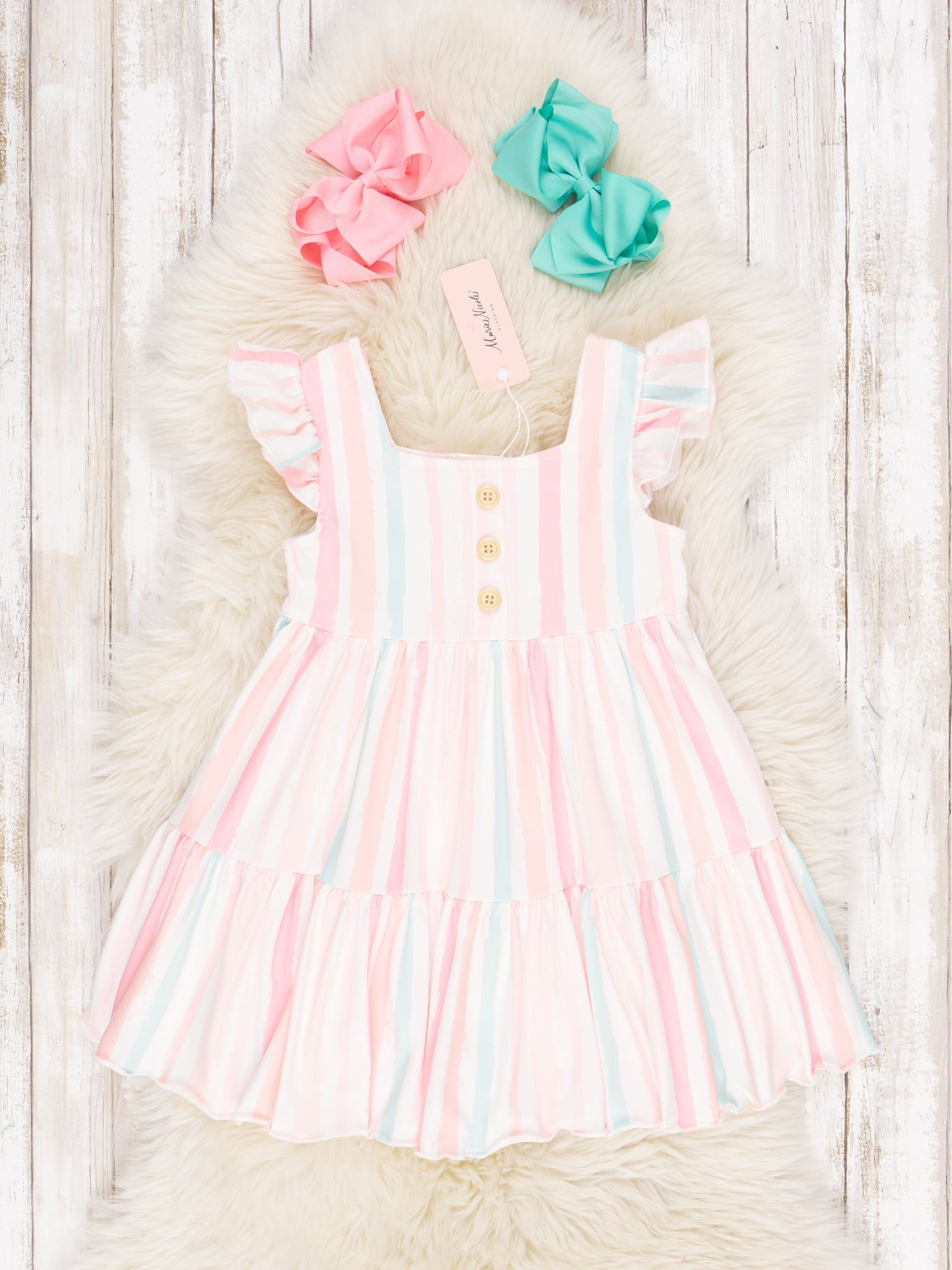 Shades Of Pink Ruffle Dress - Marie Nicole Clothing