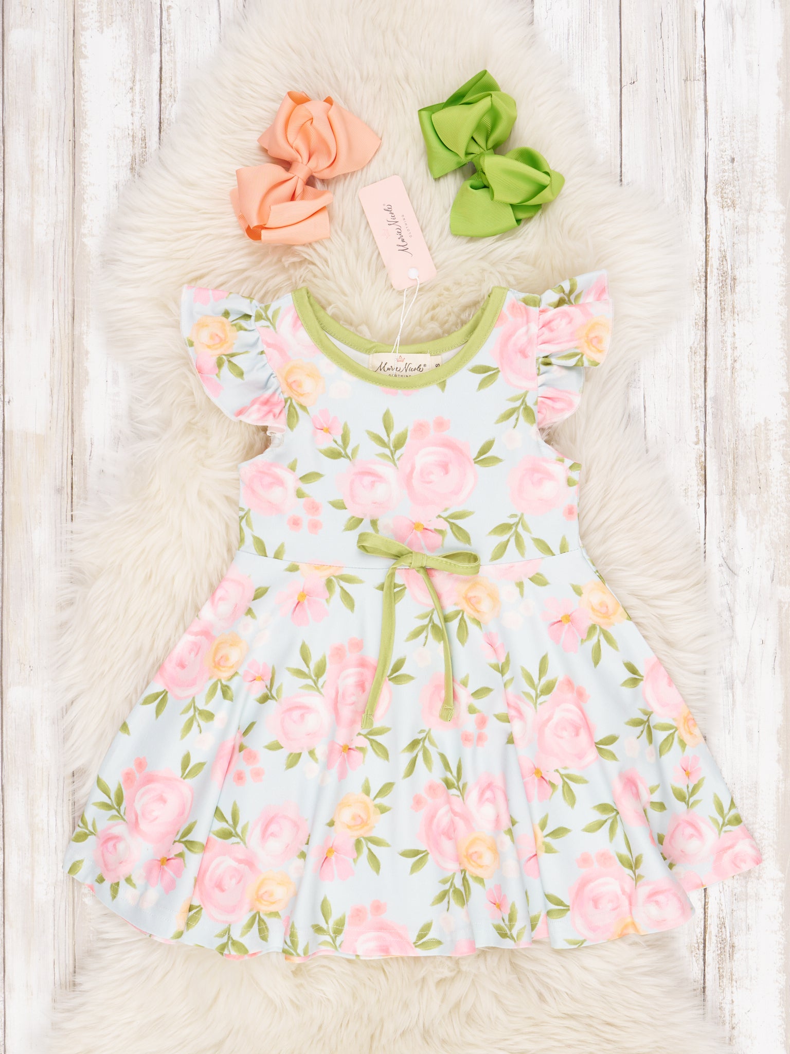 Pastel Roses Ruffle Tank Dress - Marie Nicole Clothing