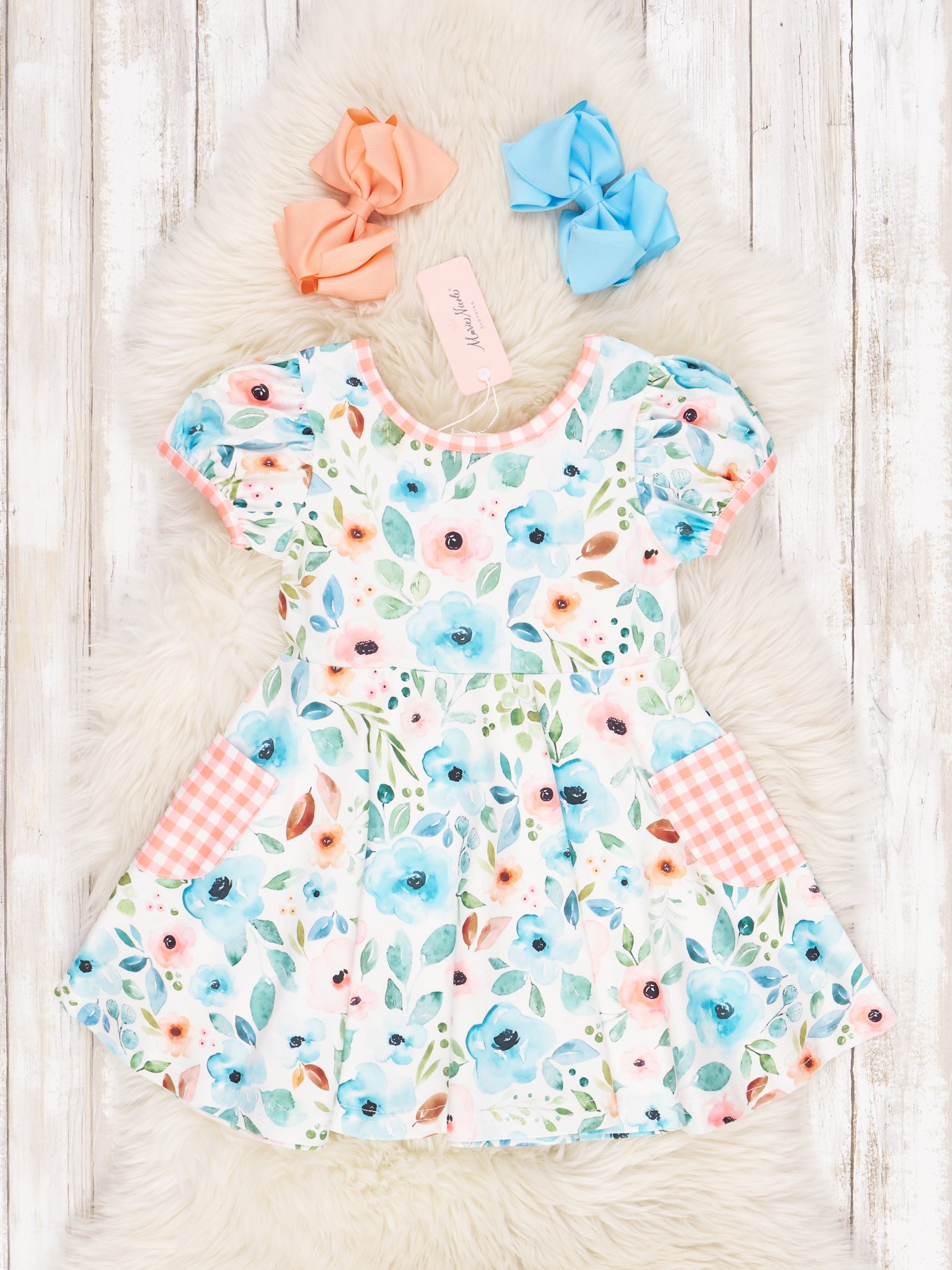 Watercolor Rose Pocket Dress - Marie Nicole Clothing