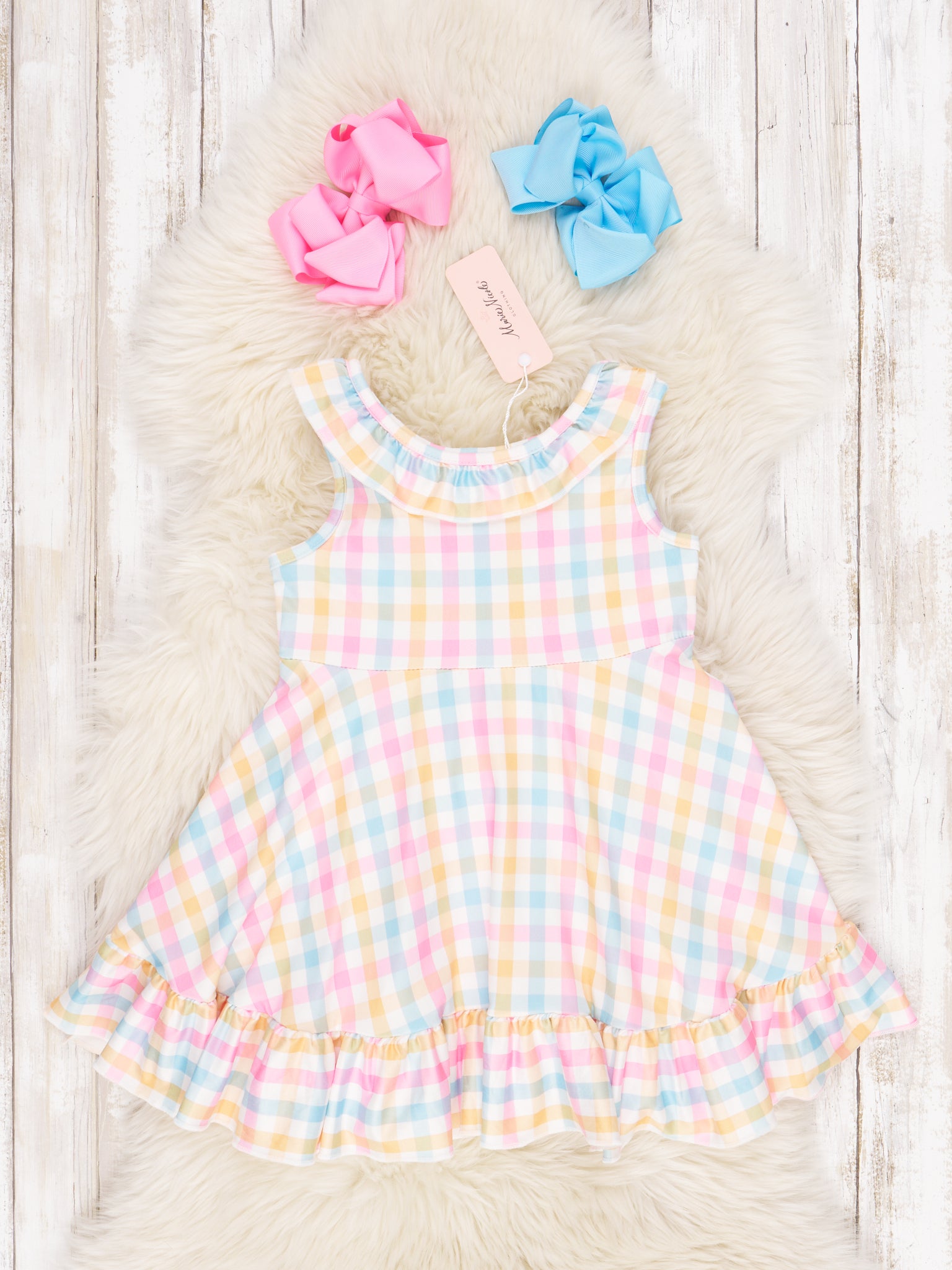 Summer Gingham Ruffle Tank Dress - Marie Nicole Clothing