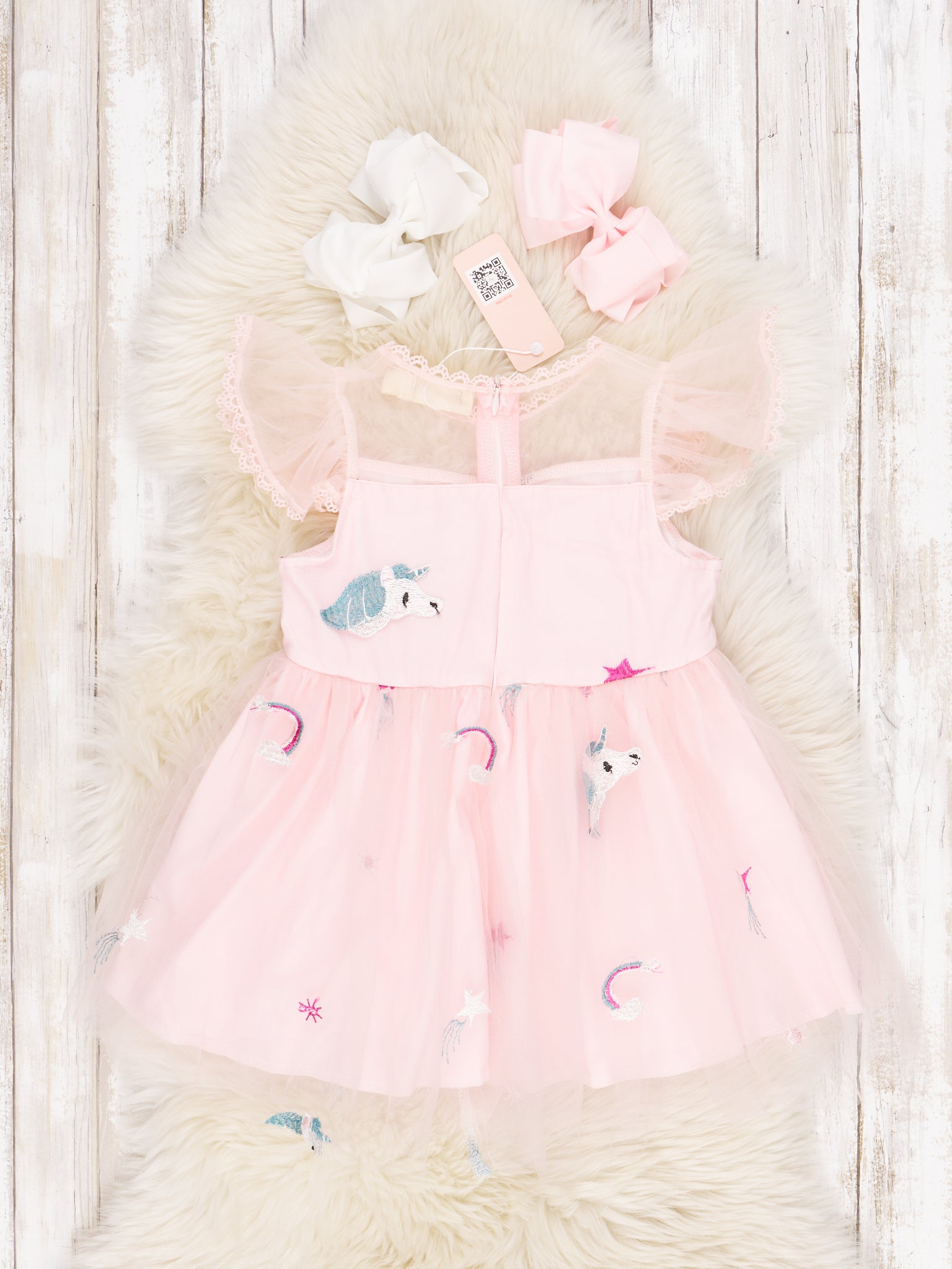 Pink Tulle Unicorn Ruffle Dress - Marie Nicole Clothing