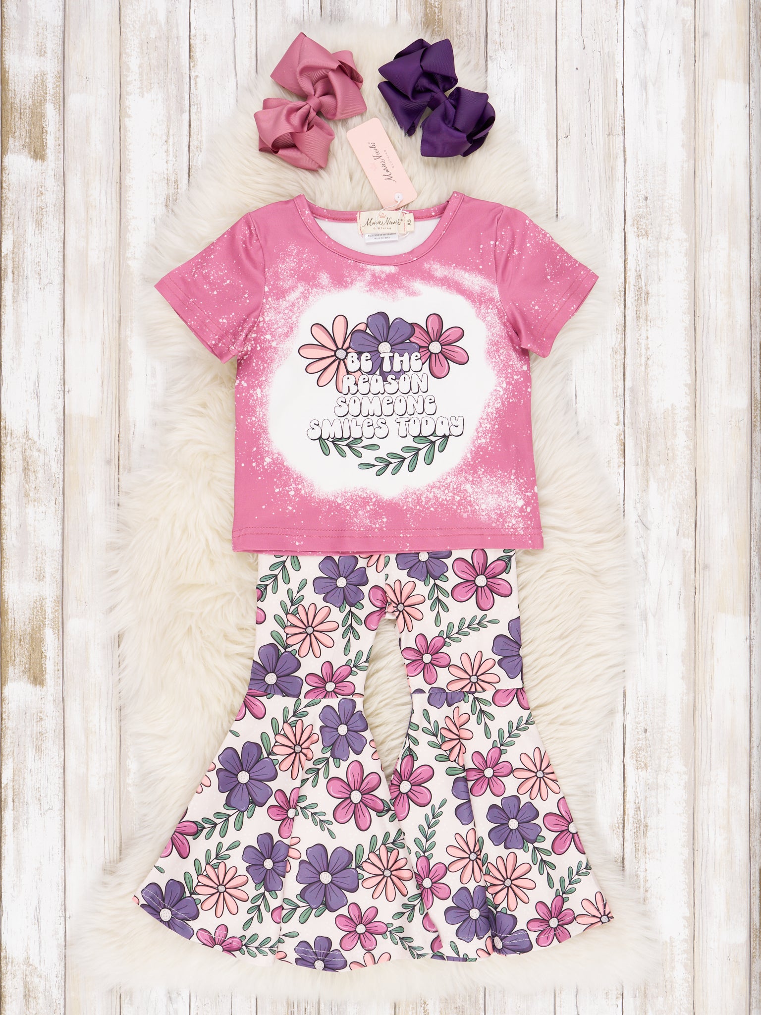"Reason Someone Smiles" Floral Bell Bottom Outfit - Marie Nicole Clothing