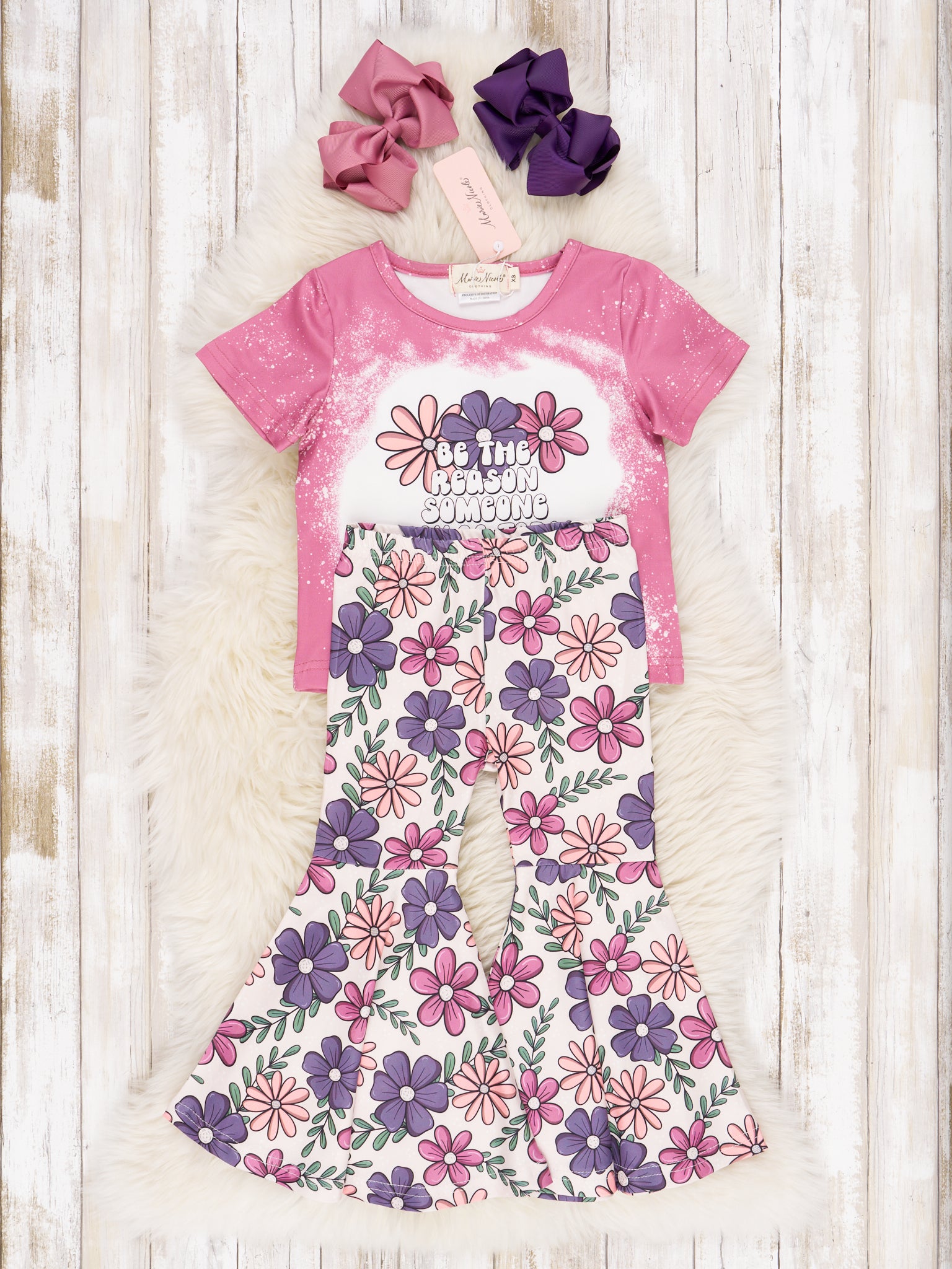 "Reason Someone Smiles" Floral Bell Bottom Outfit - Marie Nicole Clothing