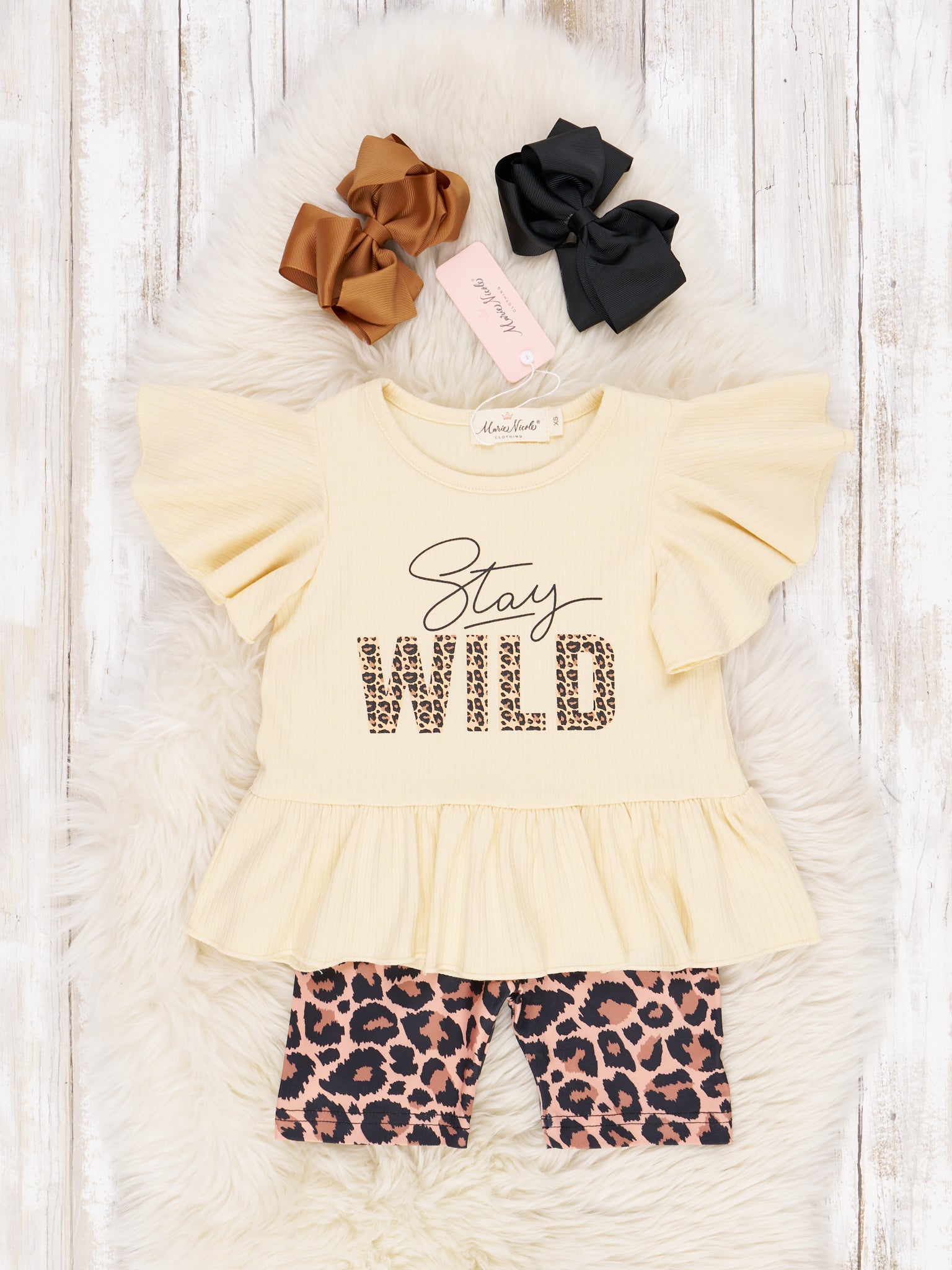 "Stay Wild" Leopard Ruffle Outfit - Marie Nicole Clothing