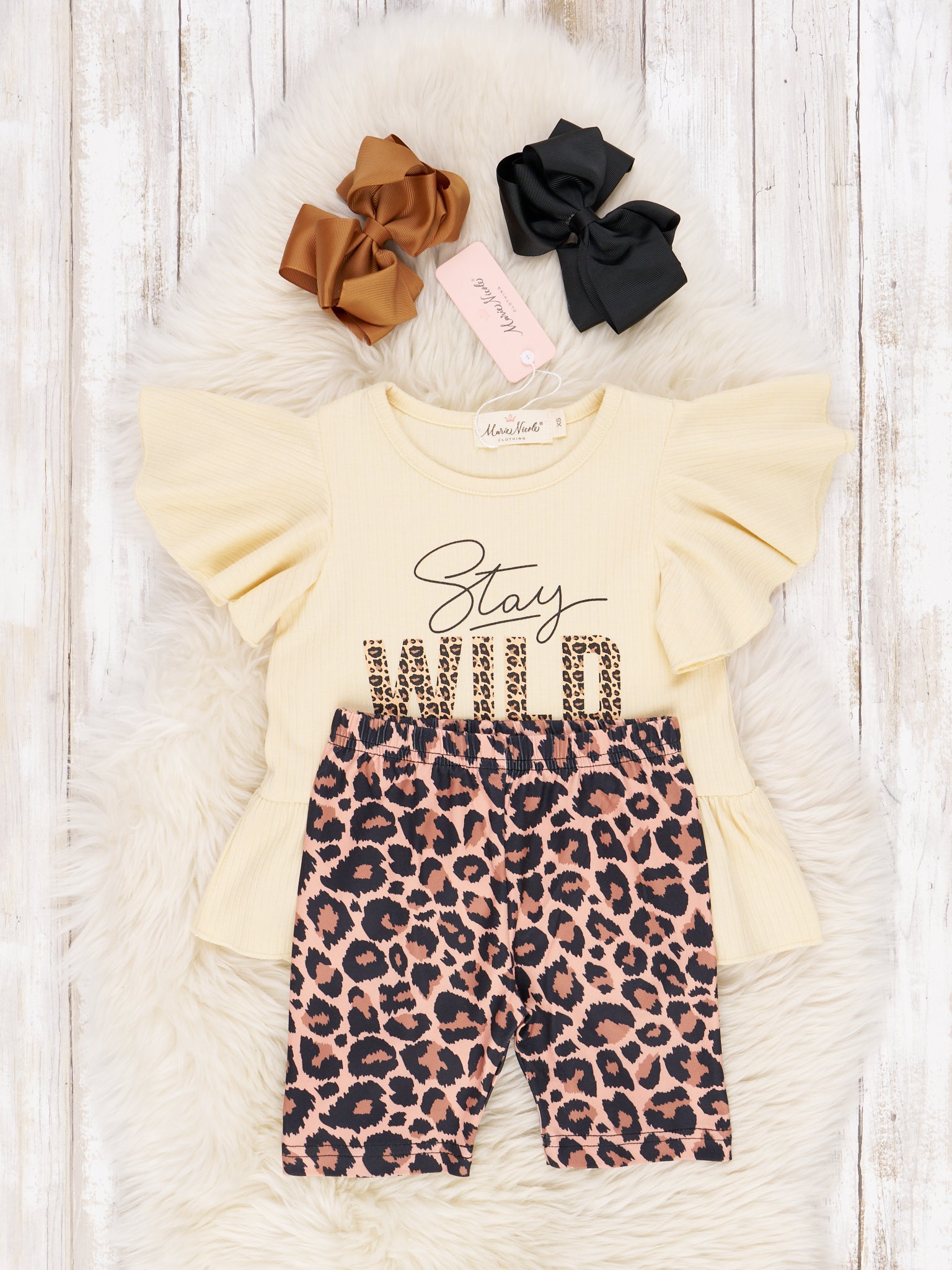"Stay Wild" Leopard Ruffle Outfit - Marie Nicole Clothing