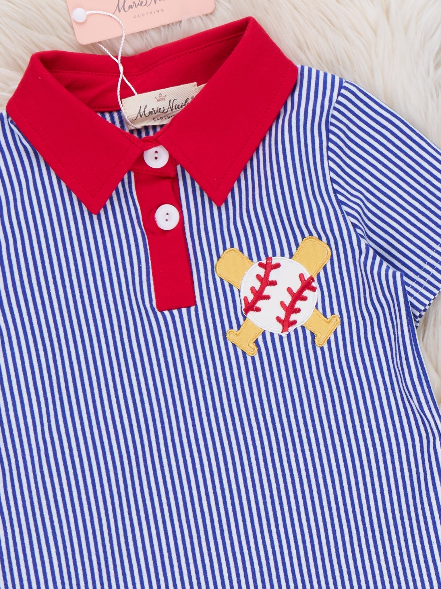 Dugout Cutie Baseball Embroidered Cotton Shirt - Marie Nicole Clothing