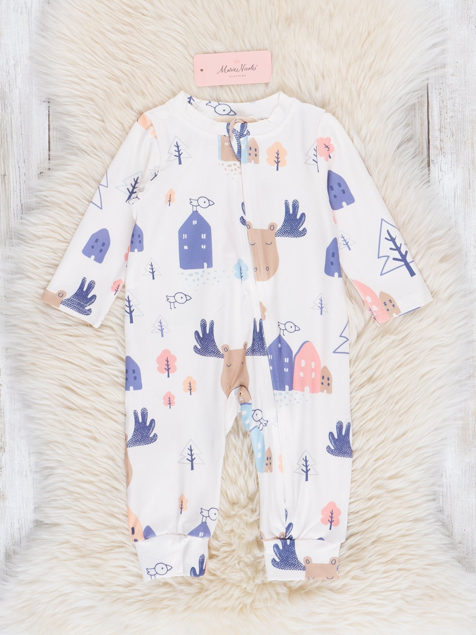 Moose Winter Wonderland Sleeper Pajamas - Marie Nicole Clothing