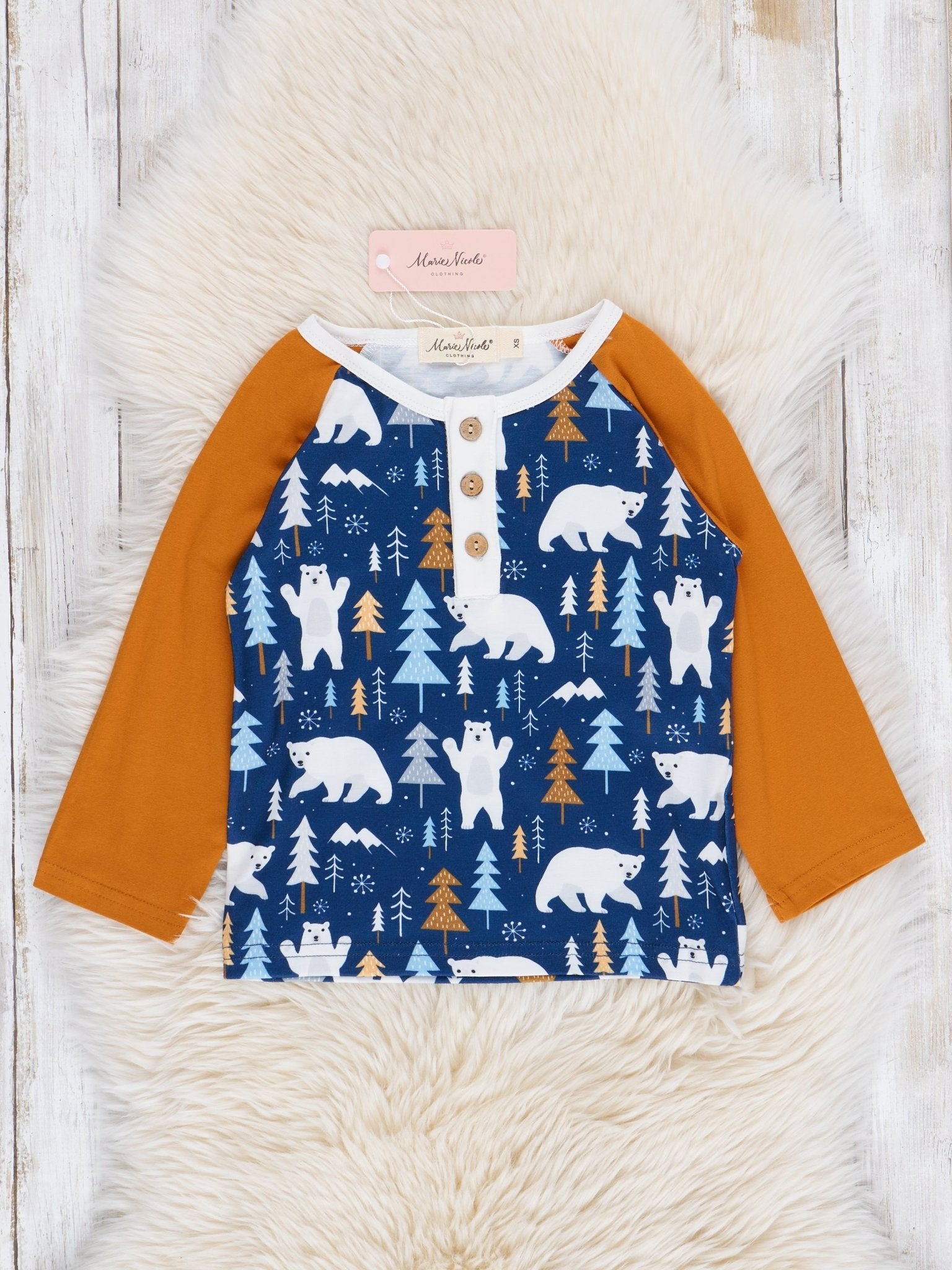 Blue Polar Bear Adventure Raglan Shirt - Marie Nicole Clothing