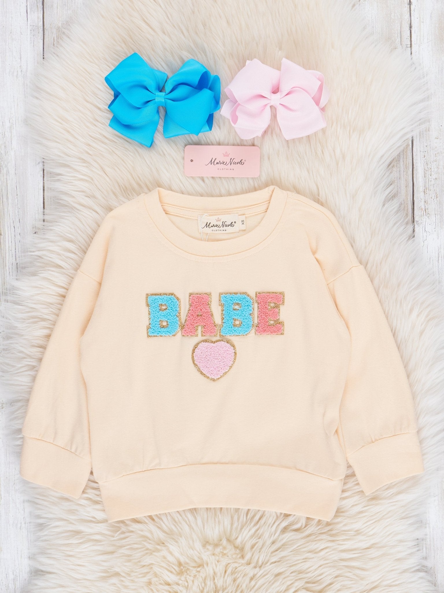 Cream Chenille "Babe" Shirt - Marie Nicole Clothing