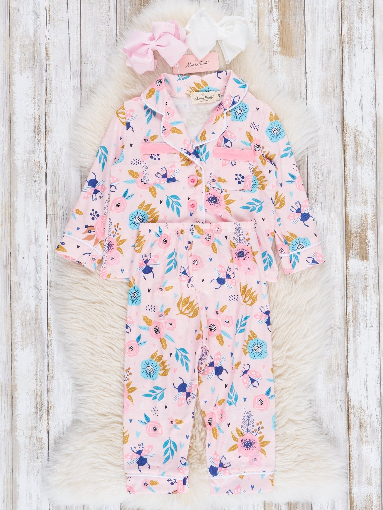 Sweet Pink Garden Pajamas - Marie Nicole Clothing