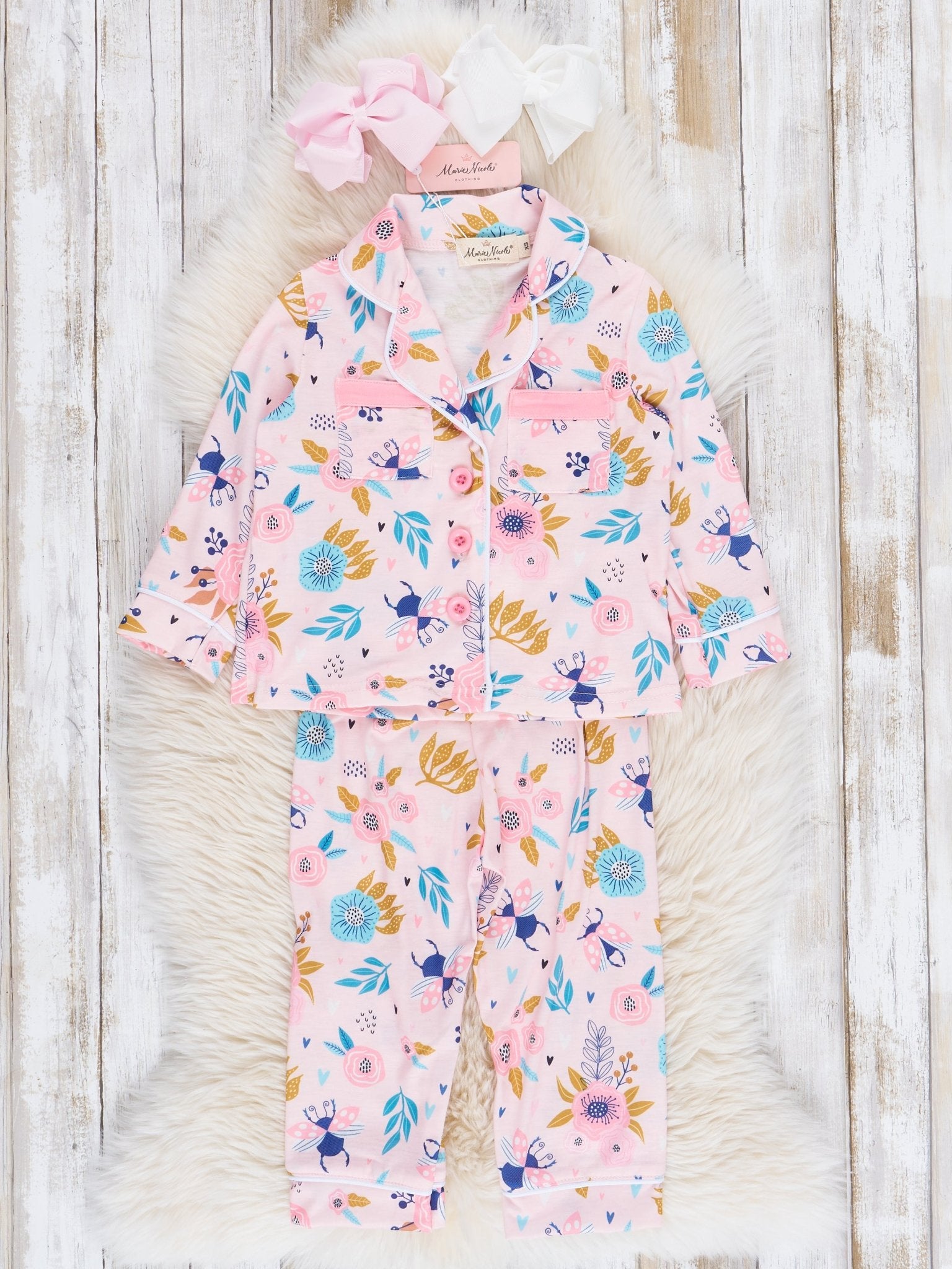 Sweet Pink Garden Pajamas - Marie Nicole Clothing