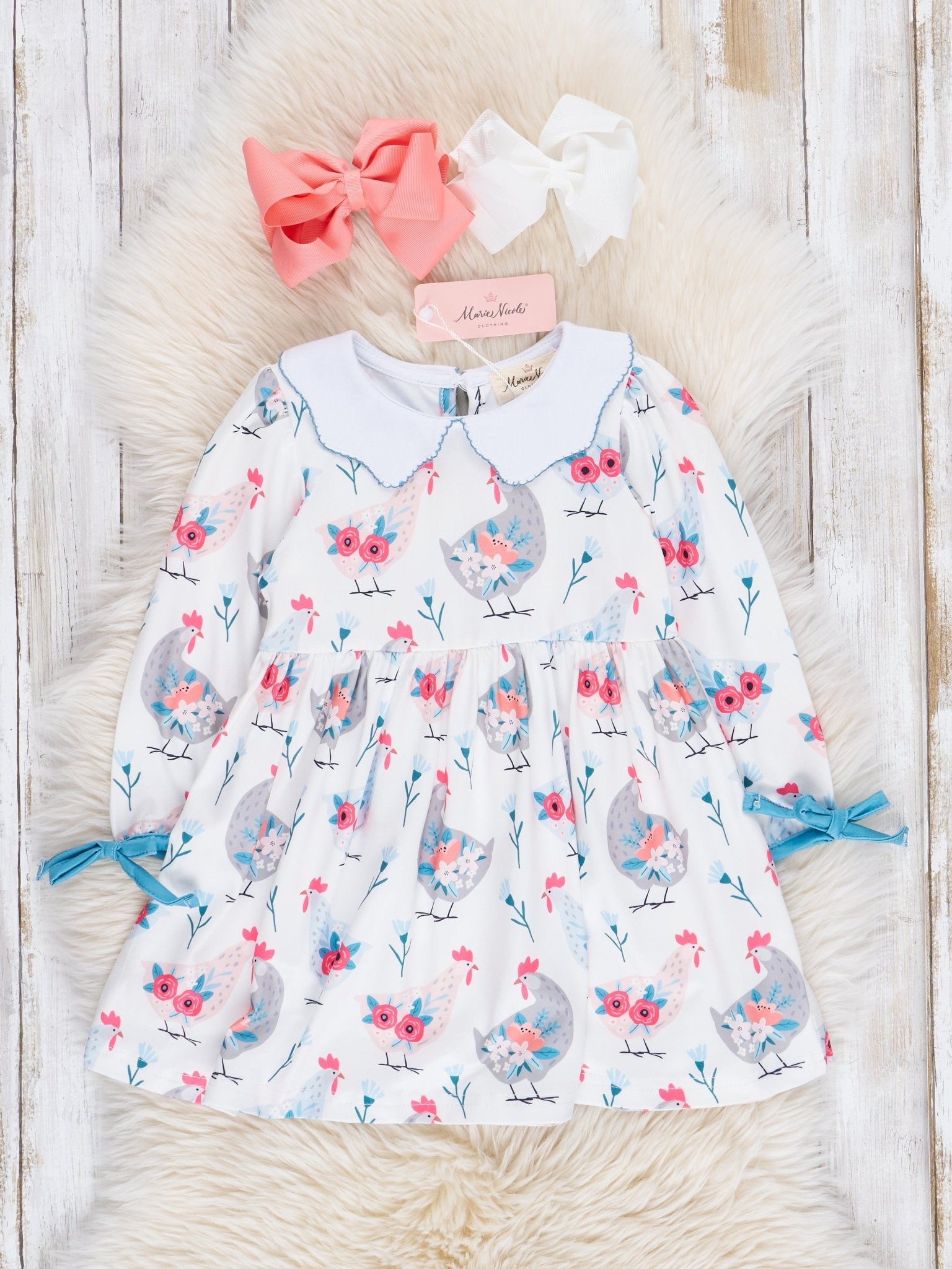 Cream Chicken Garden Dress - Marie Nicole Clothing